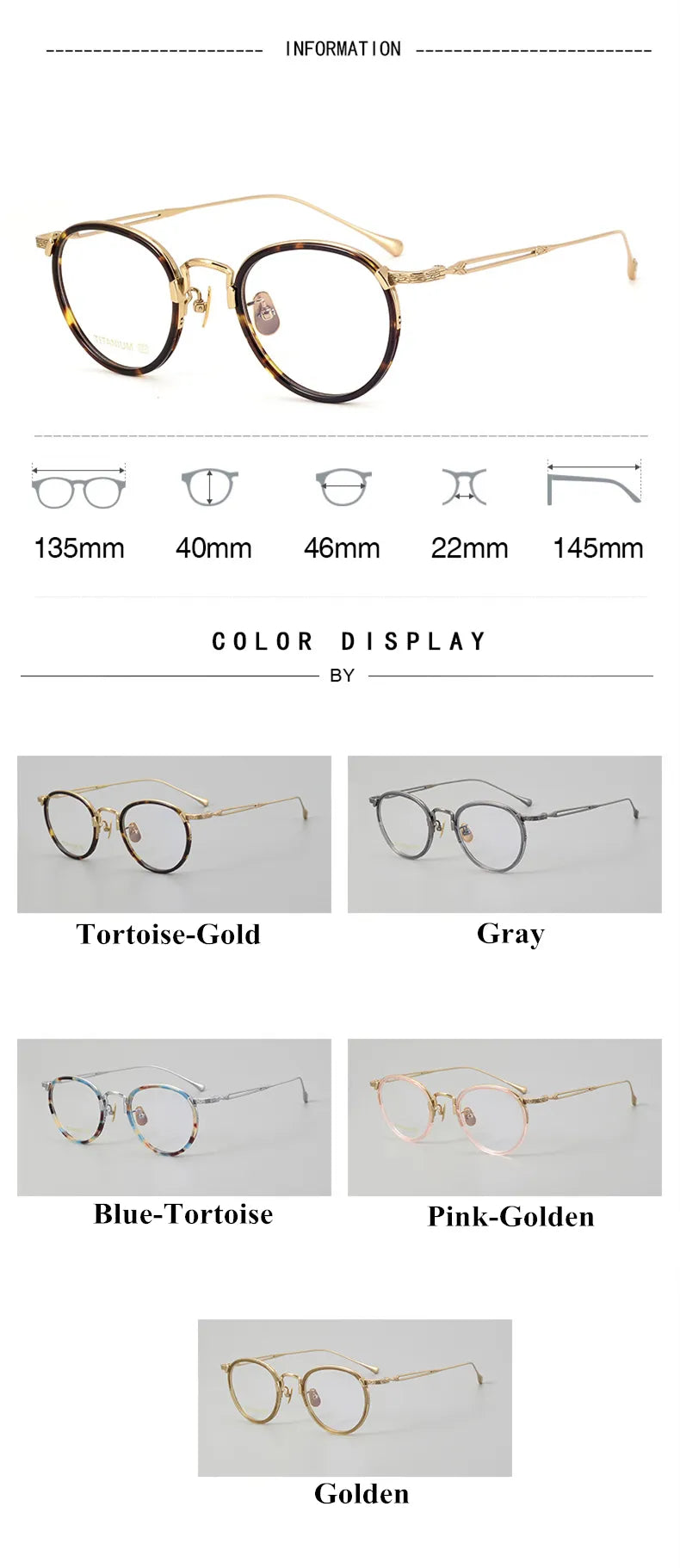Unisex Black Full Rim Oval Titanium Acetate Eyeglasses E046 - Lightweight & Durable for Work, Reading & Fashion