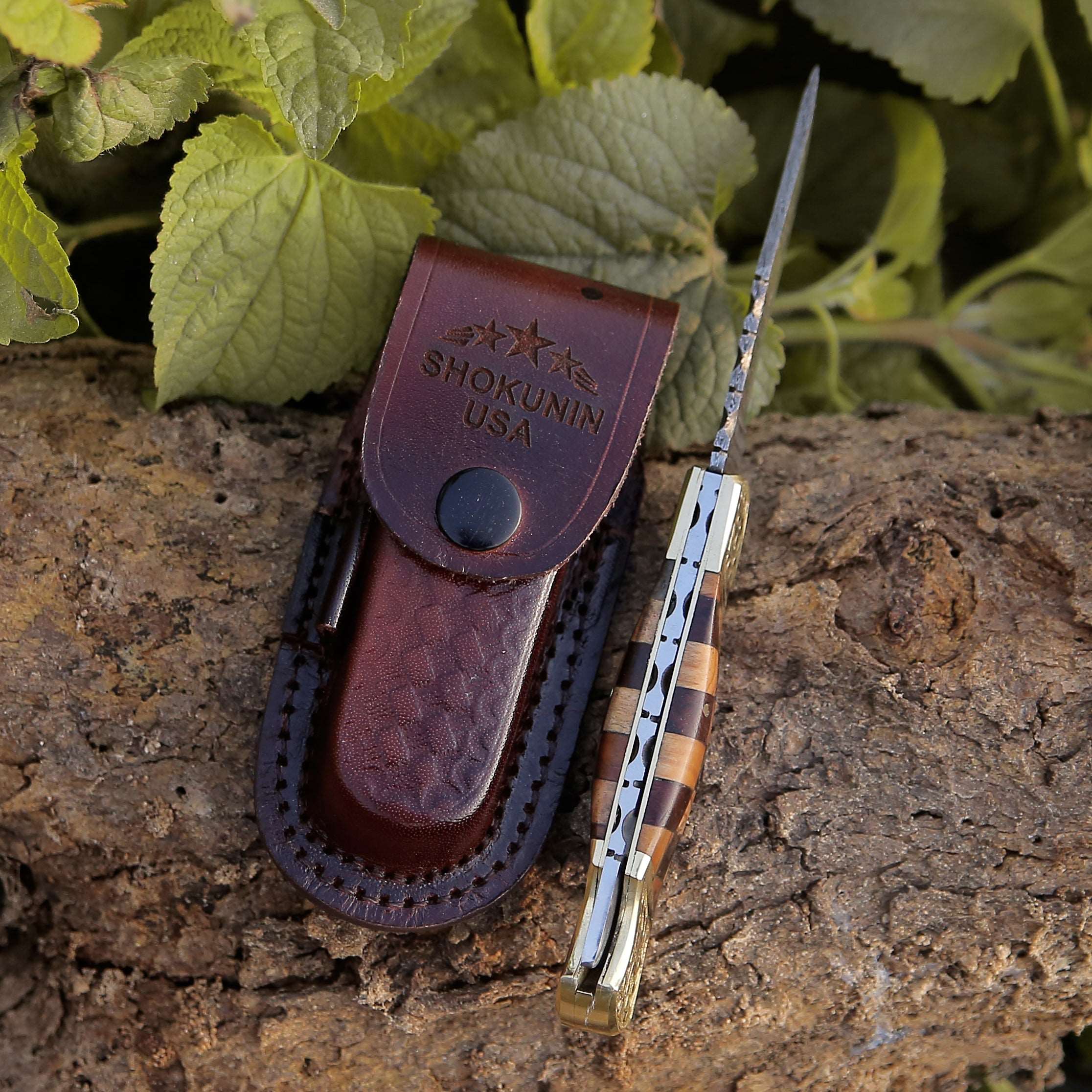 Premium Damascus Steel Pocket Knife for Men - Expedition Gentleman's Folding Knife with Pakkawood Handle - Perfect for Camping, Hiking & Outdoor Adventures