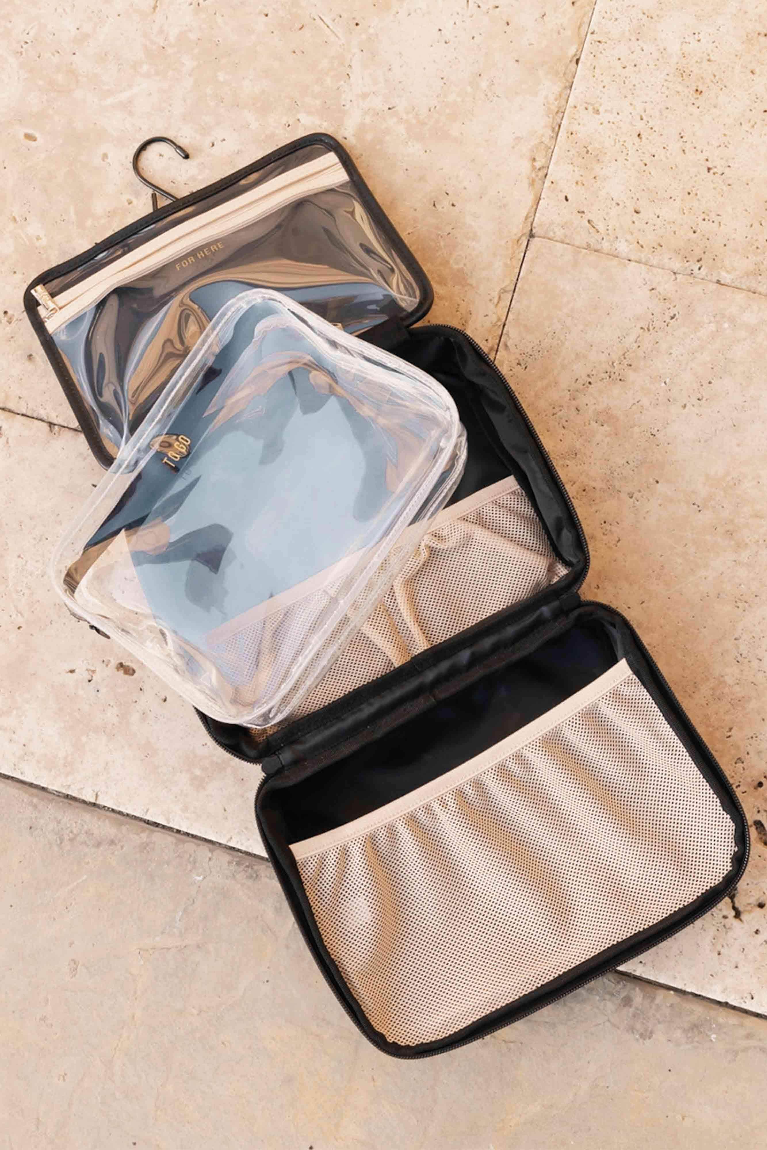 Black Hanging Cosmetic Organizer - Travel Makeup Bag with Hooks for Bathroom, Bedroom & Dorm Storage | Portable & Space-Saving Beauty Accessory