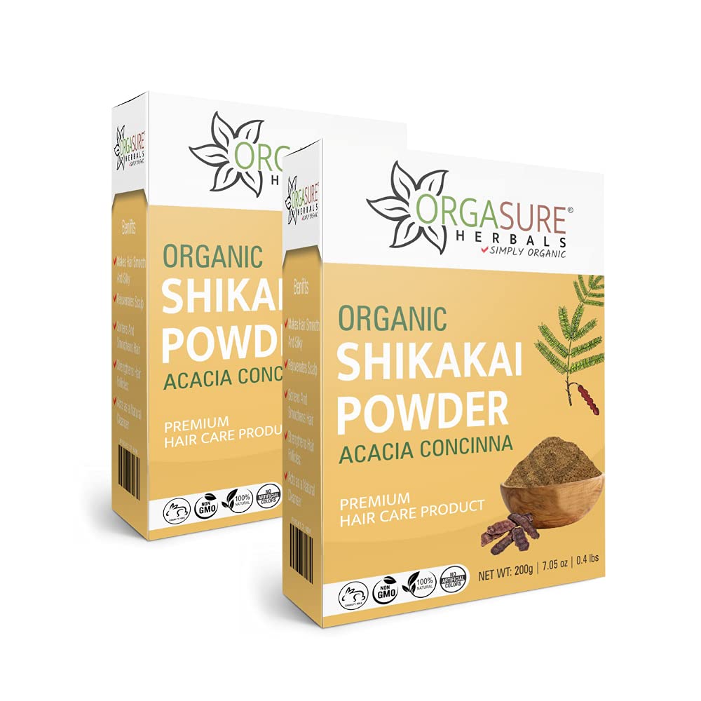 ORGASURE Shikakai Powder for Hair Growth & Scalp Care - 2 Pack (200g Each) | Natural Ayurvedic Hair Treatment for Stronger, Healthier Hair - Perfect for DIY Hair Masks & Shampoos