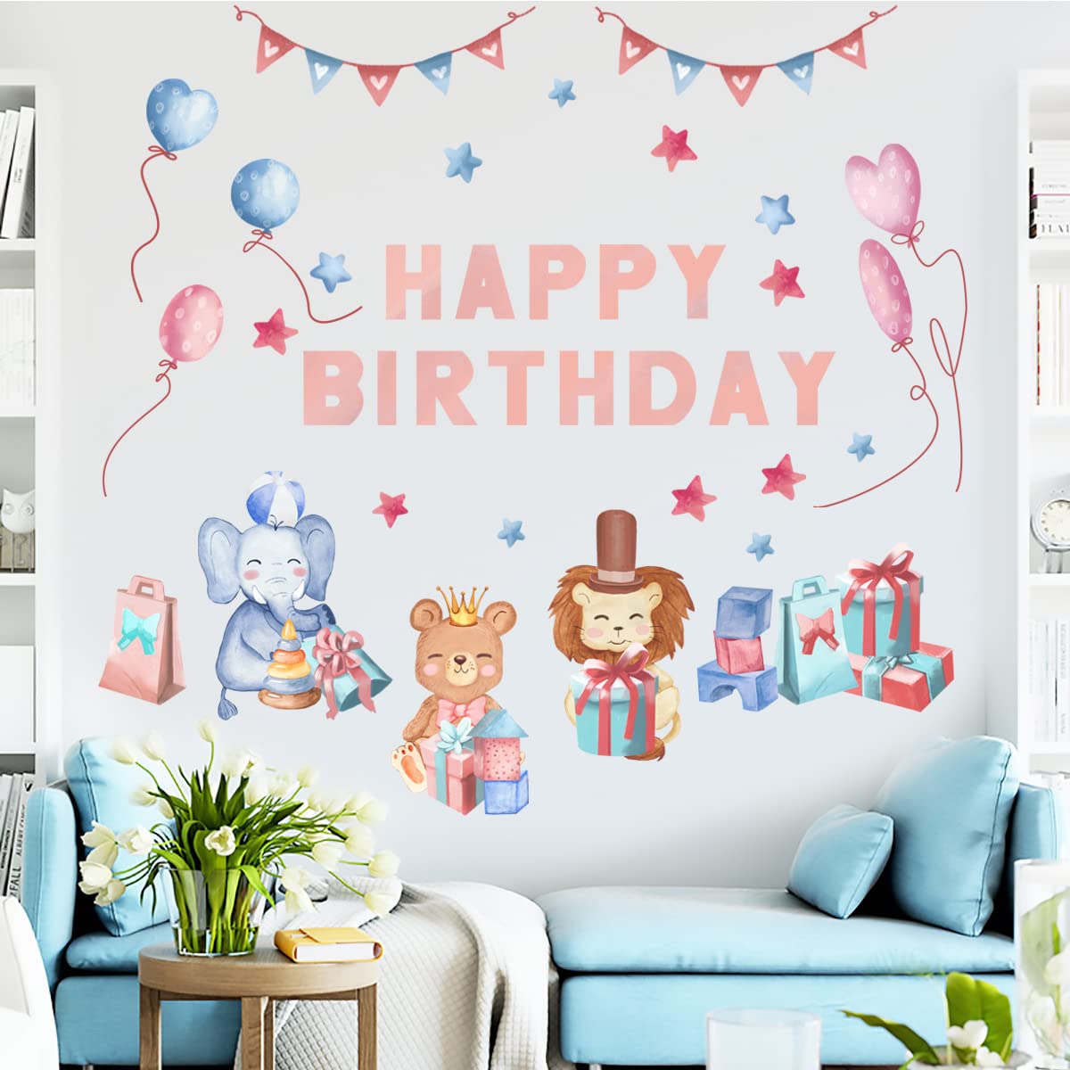Birthday Party Wall Decals - Adorable Balloon Animal Stickers for Kids Room Decor, Nursery, Classroom & Party Backdrop | Perfect for Baby Showers, Birthday Celebrations & Home Decor