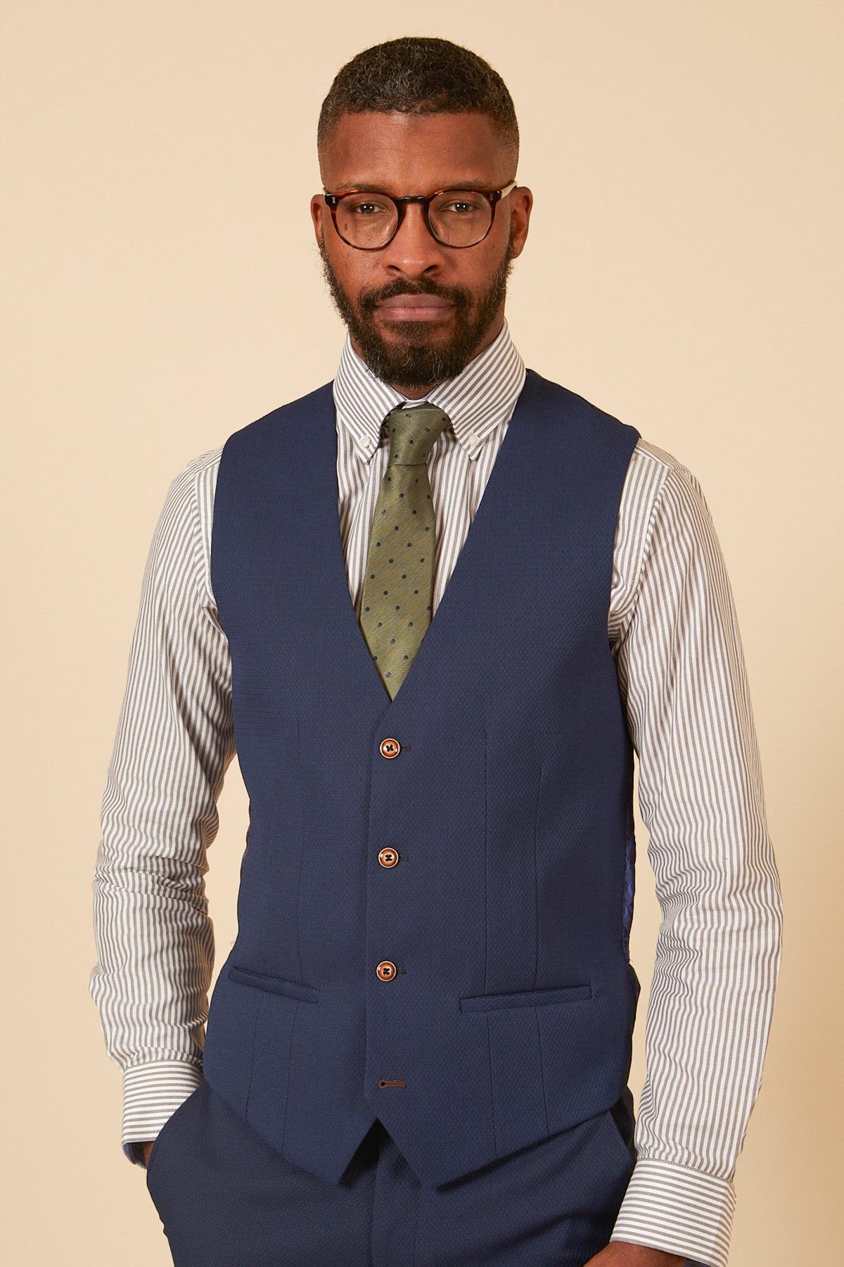 MAX Royal Blue Single Breasted Waistcoat for Men - Slim Fit Formal Vest for Weddings, Business & Special Occasions