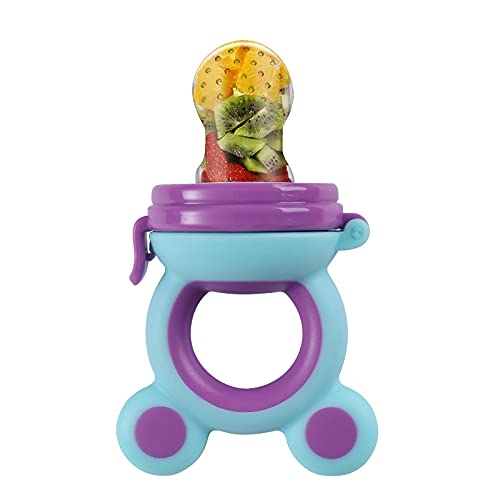BabyGo Organic BPA-Free Silicone Baby Food Feeder with Storage Box - Safe Fruit Nibbler for Infants & Toddlers (Multicolor) | Perfect for Teething Relief & Introducing Solid Foods