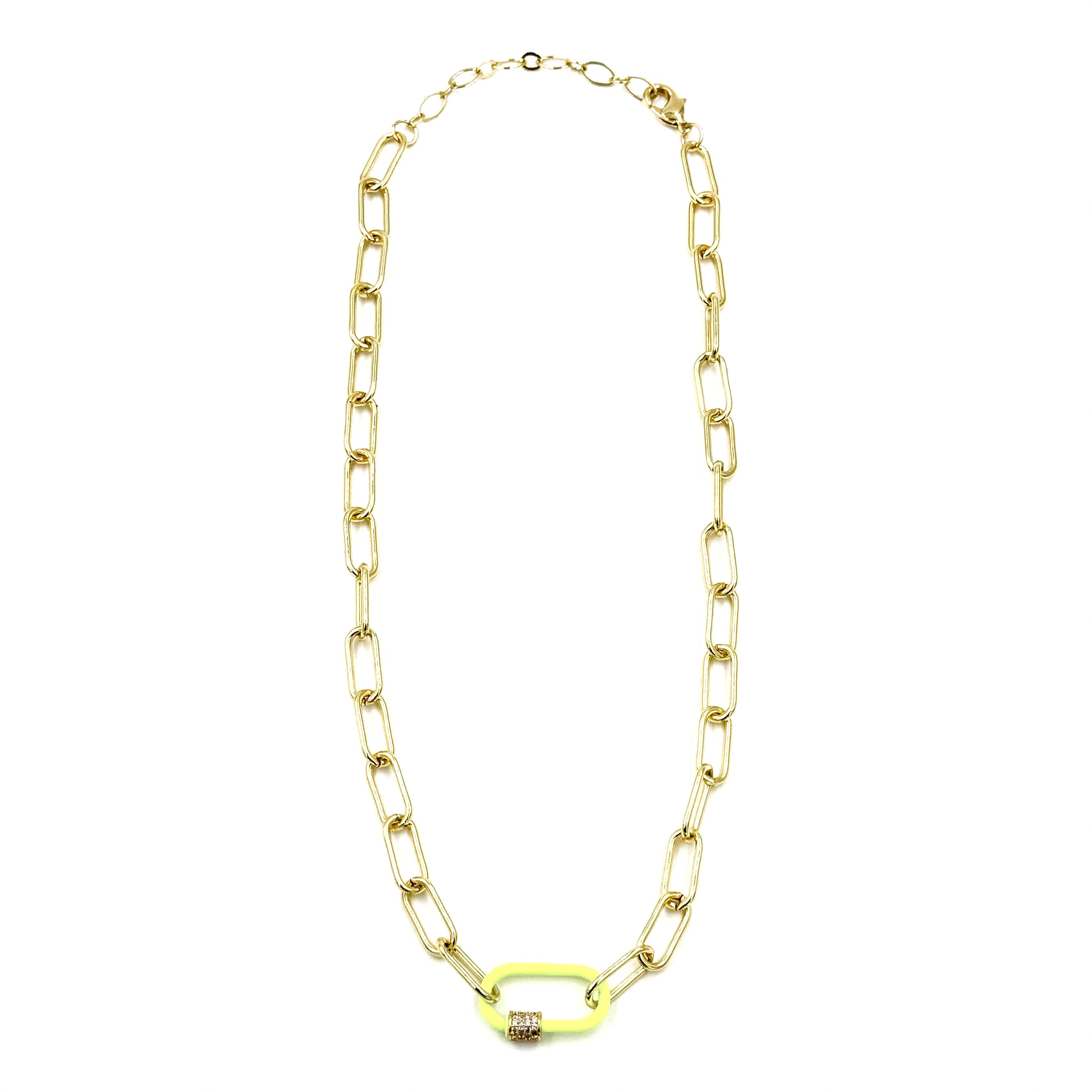 Ashley Gold Stainless Steel Neon Enamel Lock Necklace for Women - Trendy Layering Jewelry for Parties, Date Nights & Everyday Wear