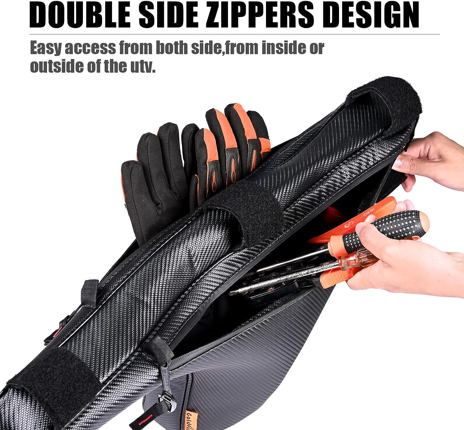 2 Pack Black Roll Bar Triangle Storage Bags for Kawasaki Teryx KRX 1000 UTV - Double Zipper Side by Side Gear Pouches (Fits 2020-2024 Models) | Perfect for Off-Road Adventures, Hunting Gear & Trail Accessories