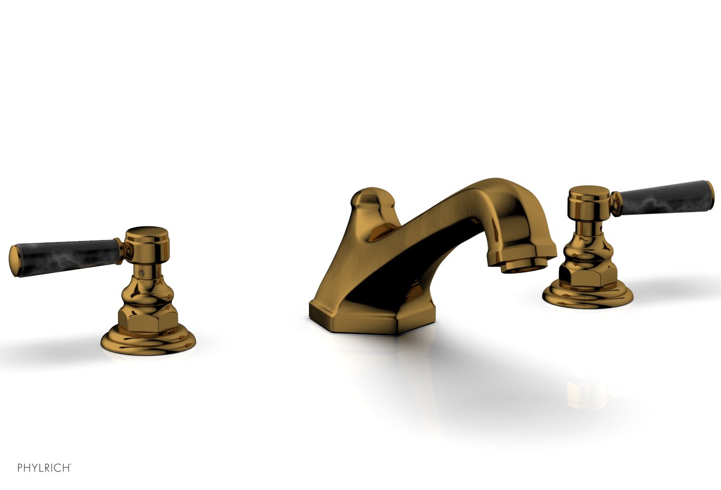 HEX TRADITIONAL Deck Tub Set with Black Marble Lever Handles - 500 42 - Perfect for Outdoor Bathing and Garden Relaxation