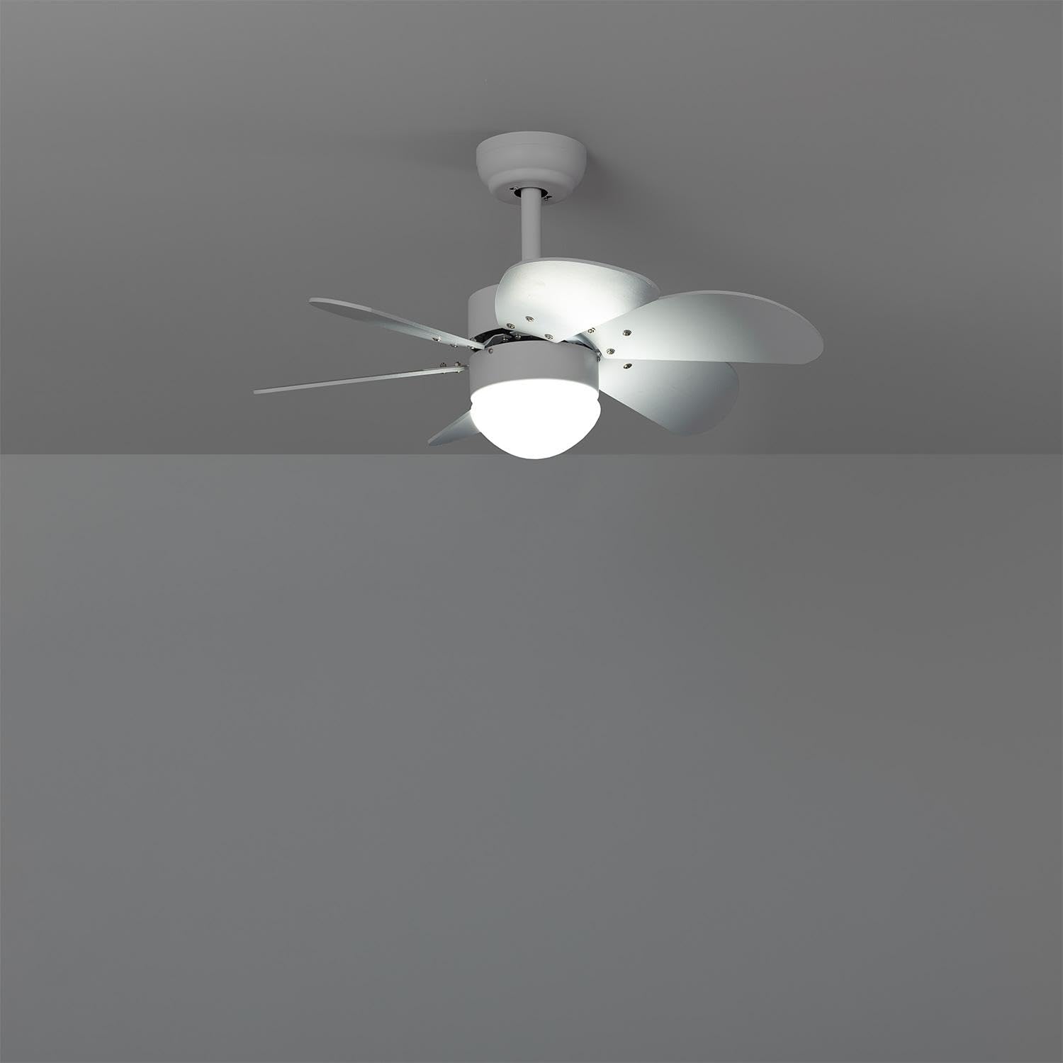 TECHBREY Orion White LED Ceiling Fan with Remote - 6 White Blades, Quiet DC Motor, 6 Speeds, 32 Inch Diameter, Timer - Perfect for Bedroom, Living Room & Office Cooling