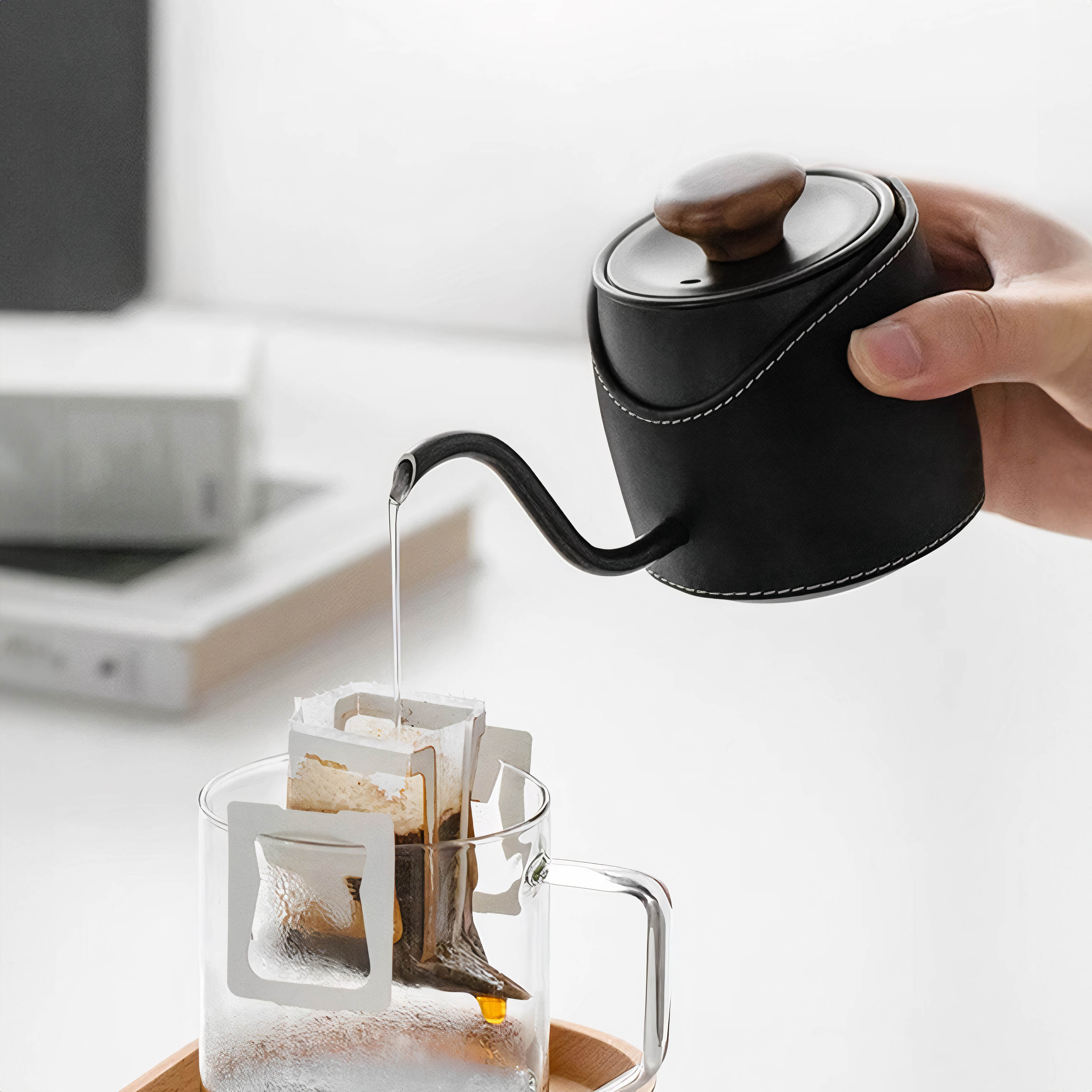 Mini Handleless Coffee Pot - Portable Pour Over Coffee Maker for Home, Office & Travel - Perfect for Drip Brewing, French Press & Cold Brew Coffee