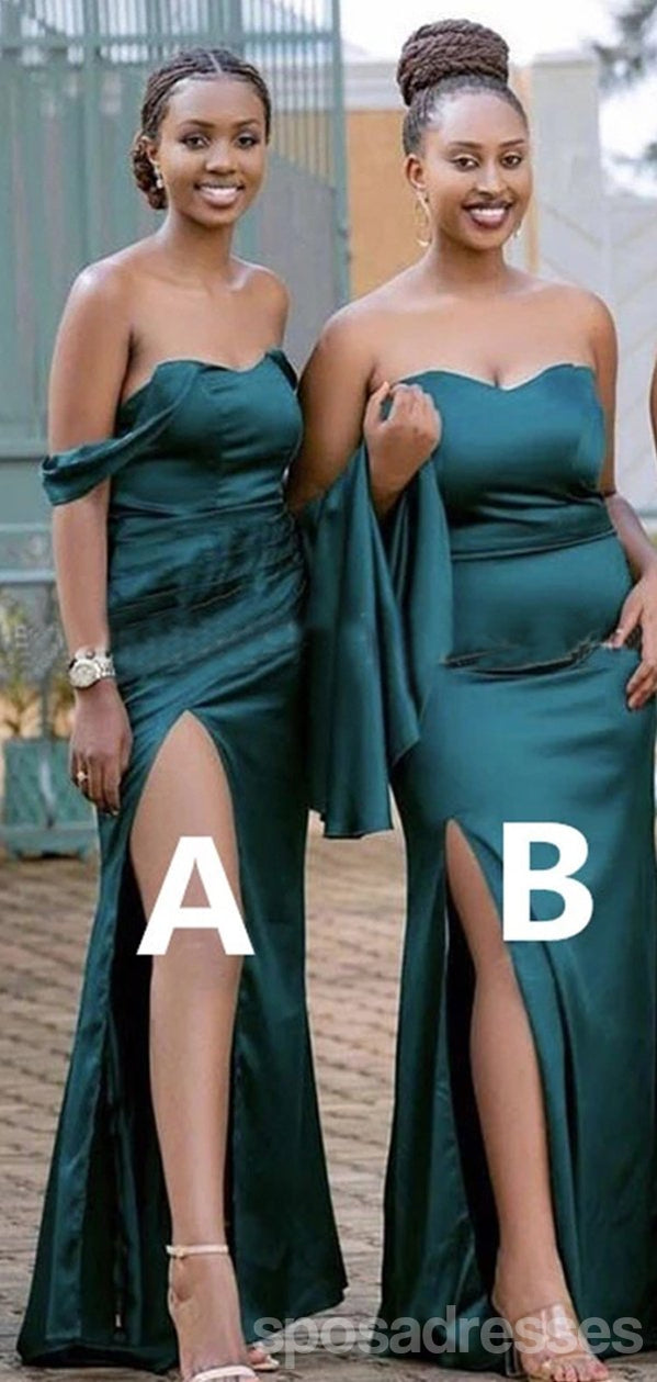 Teal Mermaid High Slit Long Bridesmaid Dress WG1133 - Elegant Formal Gown for Weddings, Prom & Evening Events