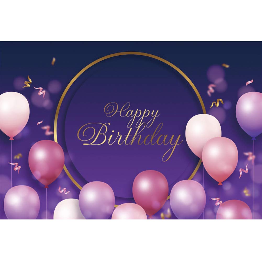 7x5ft Purple Balloon Birthday Backdrop - Renaissance Fabric Photography Background for Women & Girls, Party Decor, Photo Booth Props | Perfect for Birthday Celebrations, Baby Showers & Special Events