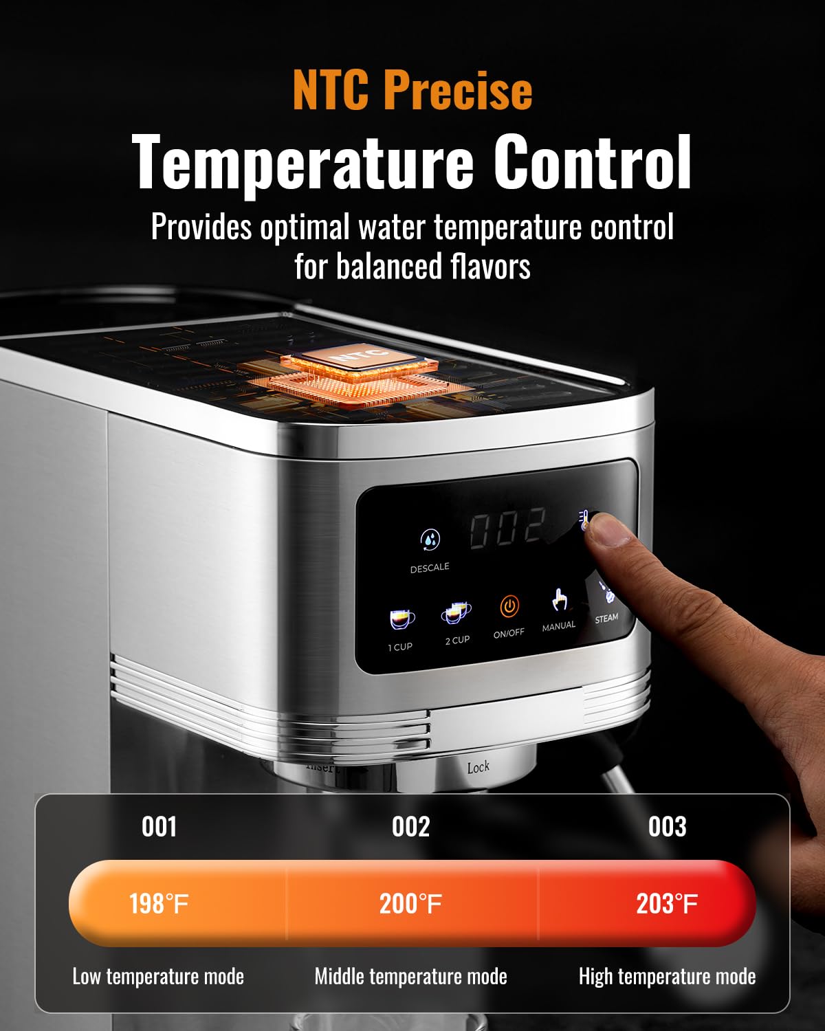 SHARDOR 20 Bar Professional Espresso Machine with Milk Frother & Touchscreen, Adjustable Temperature for Cappuccino & Latte - Perfect for Home Baristas & Coffee Lovers (Ideal for Kitchen, Office, Cafe Use)