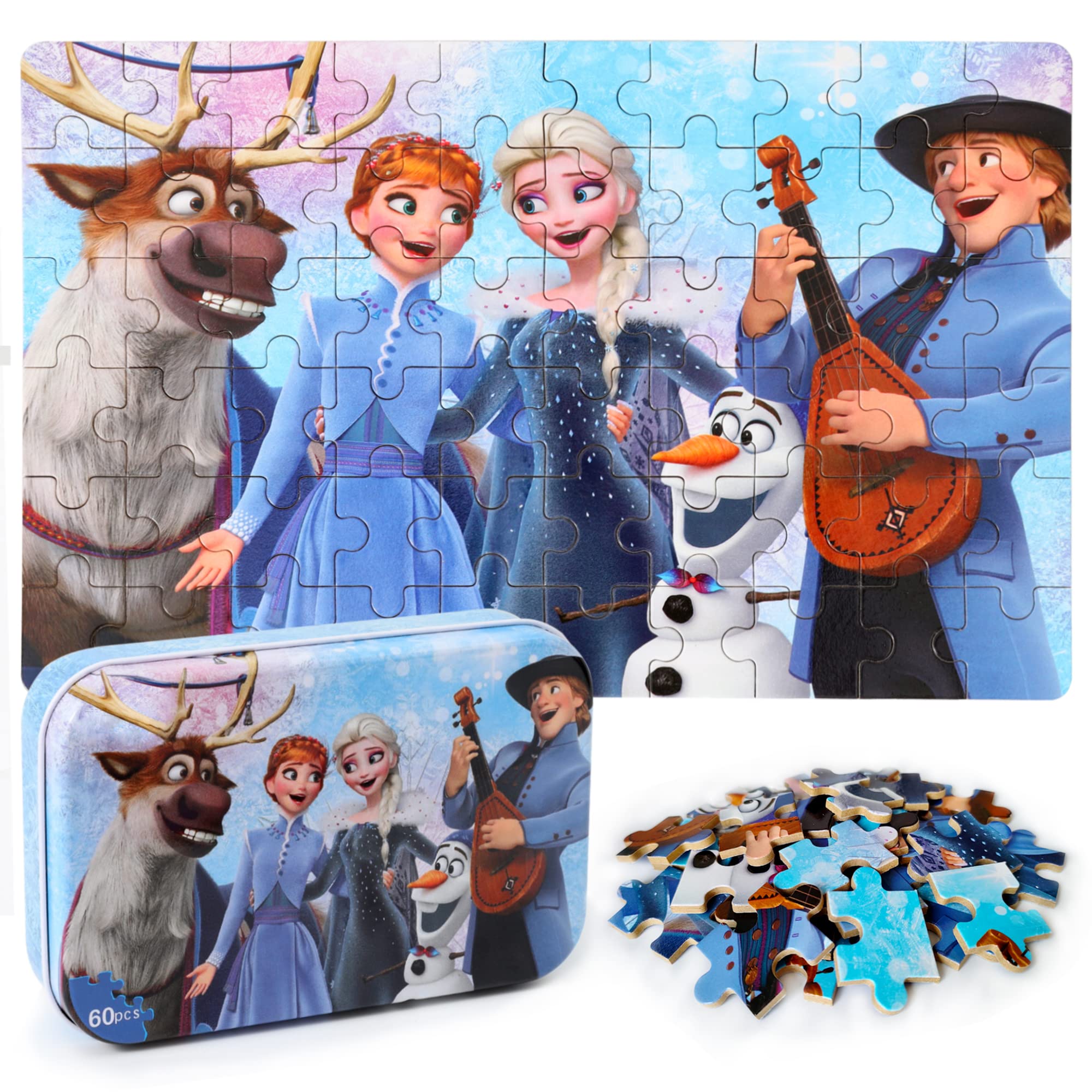 60-Piece Educational Jigsaw Puzzle for Kids Ages 3-8 | Durable Metal Box Storage | Learning Toys for Boys & Girls | Perfect Gift for Birthdays & Classroom Activities