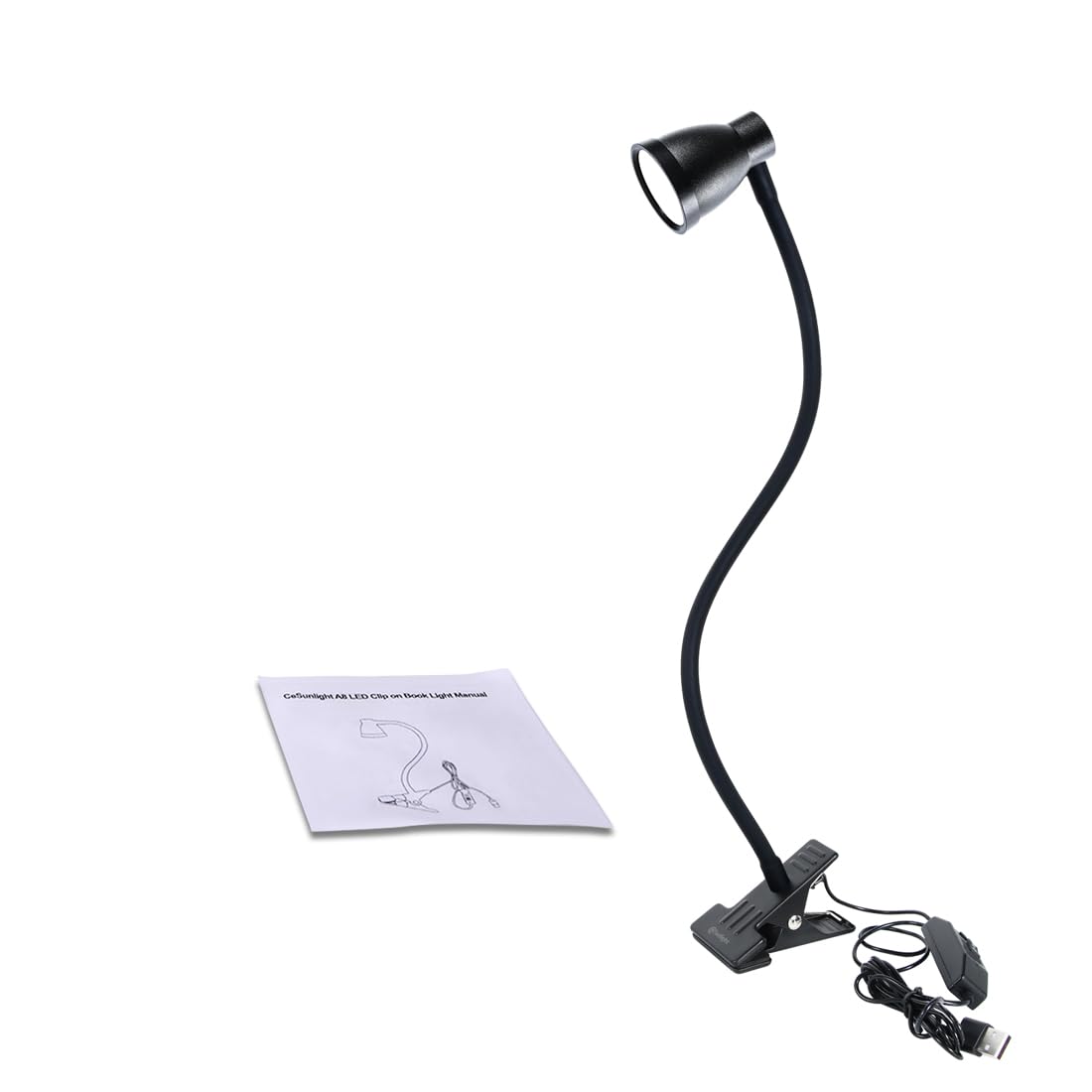 Adjustable Clamp Desk Lamp with 10 LED Beads - 3000K-6500K Color Temperature & 6 Lighting Modes - Clip On Reading Light for Study, Office, and Bedroom (Black, AC Adapter Not Included)