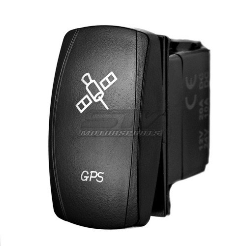 Universal 12V Laser Rocker Switch with GPS - On/Off Toggle for Cars, Boats & RVs - Durable White Power Switch for Marine, Automotive & Off-Road Vehicles