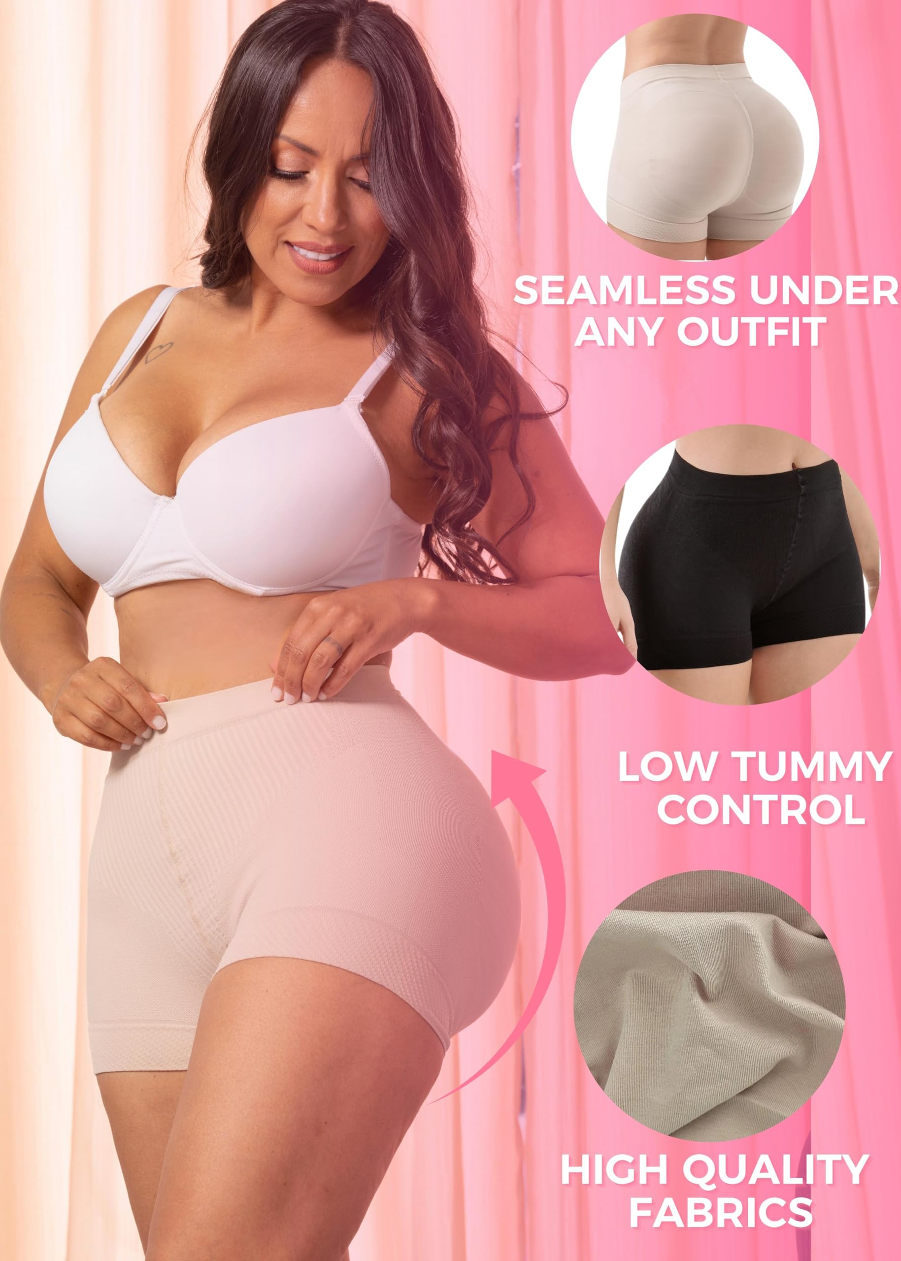 LT.ROSE 21990 Butt Lifter Shapewear Shorts - High Waist Tummy Control Panties for Women | Fajas Colombianas Levanta Cola | Perfect for Workout, Dresses & Everyday Wear