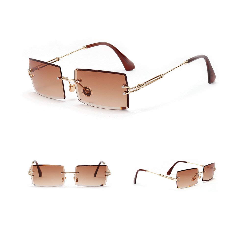 Stylish Women's Small Rectangle Sunglasses - Ultralight Candy Color Rimless UV Protection Shades for Beach, Driving & Outdoor Activities