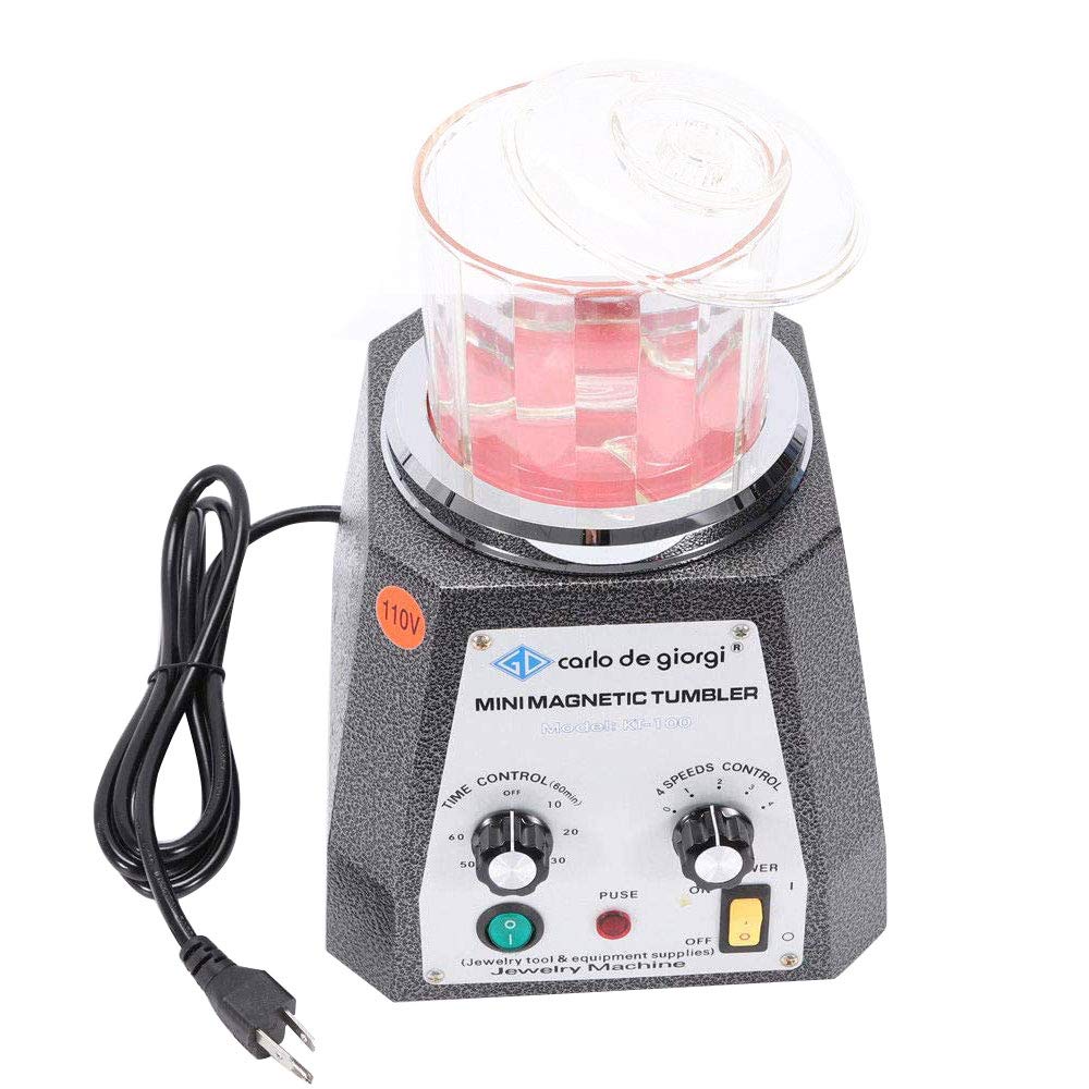 4-Speed Mini Magnetic Tumbler - 100mm Magnetic Jewelry Polisher & Finisher Machine for Light Metals | Perfect for Jewelry Making, Watch Repair & Small Metal Parts Cleaning