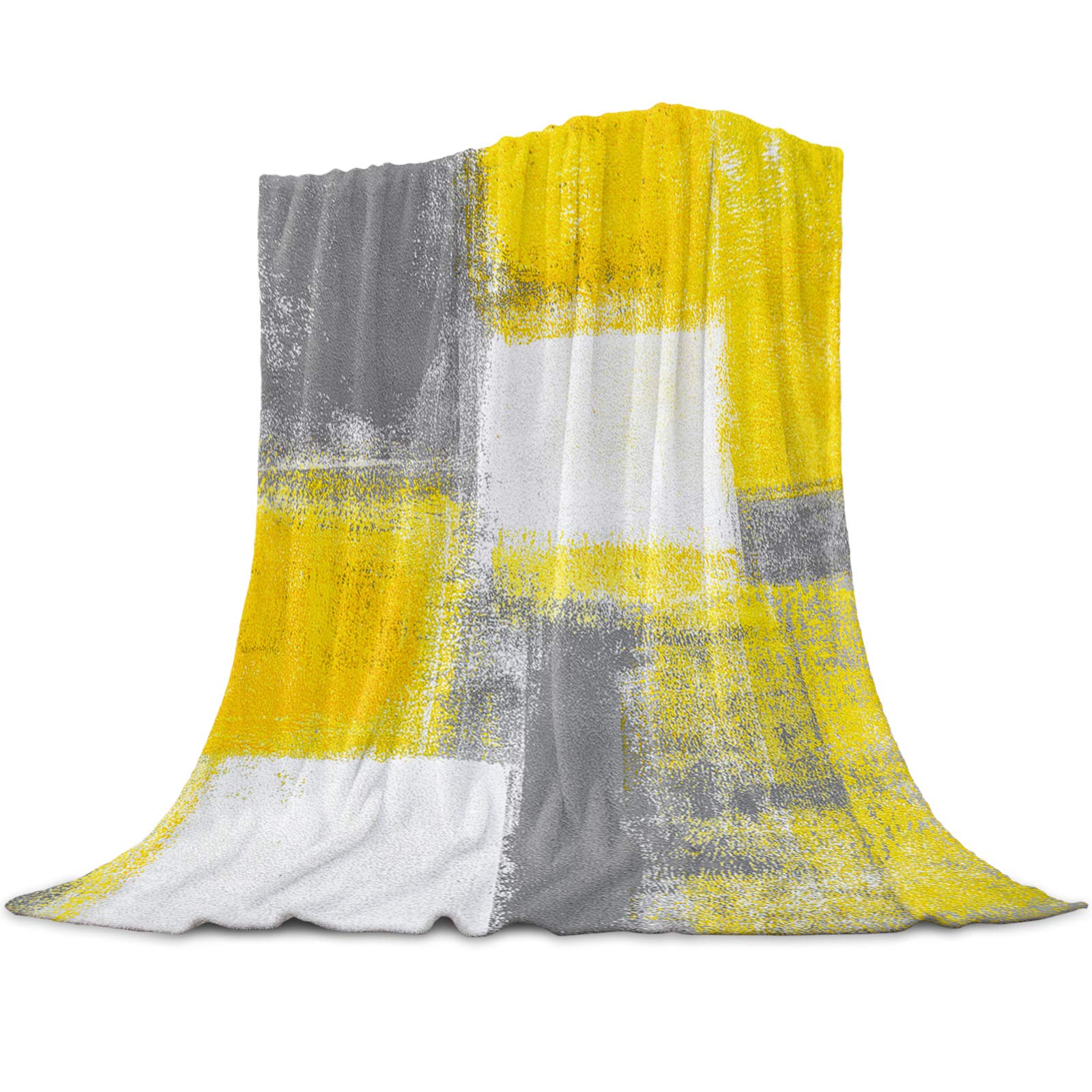 Abstract Yellow Geometric Fleece Blanket - Ultra Soft Lightweight Flannel Plush Microfiber Throw for Couch, Bed & Baby - 40x50 Inch All-Season Warm Blanket - Perfect for Cozy Evenings, Nursery Comfort & Home Decor