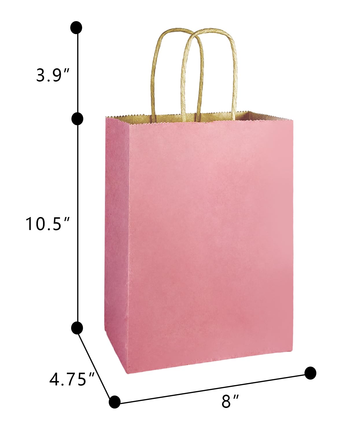 60 Pack Kraft Paper Gift Bags with Handles - 7.6