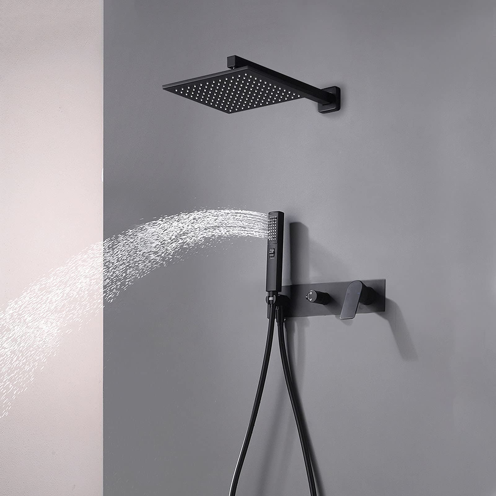 Premium Matte Black Shower Faucet Set - 10