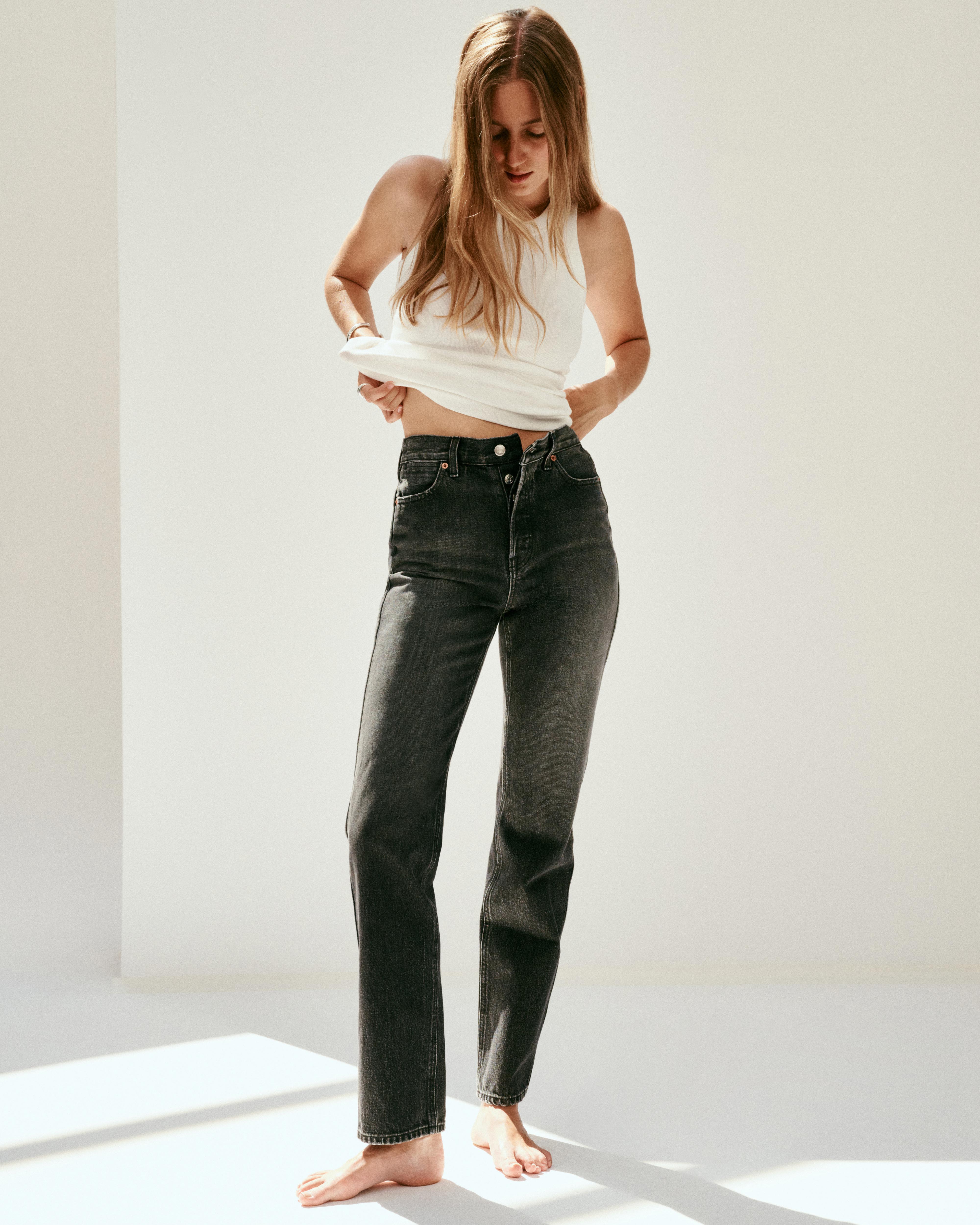The Carla High Rise Straight Leg Jeans for Women - Comfortable Stretch Denim Pants for Casual Wear & Everyday Outfits