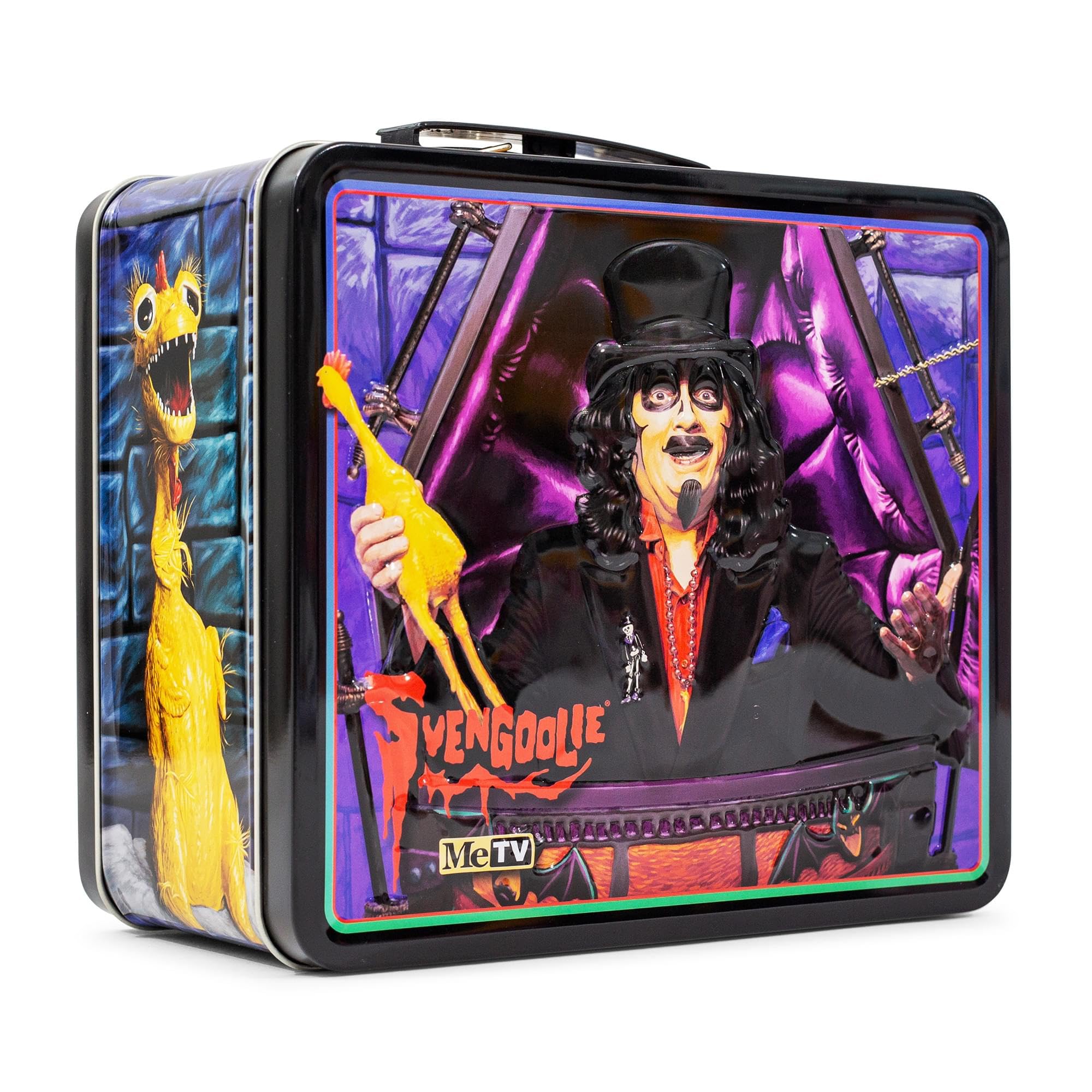 Svengoolie Retro-Style Metal Lunch Box - Vintage Tin Storage Container with Handle | Perfect for School, Picnics & Collectible Display