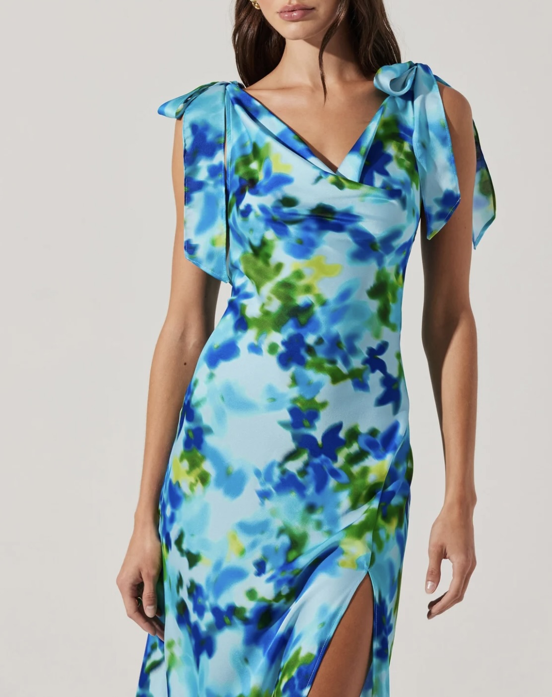 Allexina Women's Satin Cowl Neck Midi Dress - Elegant Party & Evening Wear for Weddings, Cocktails & Special Occasions