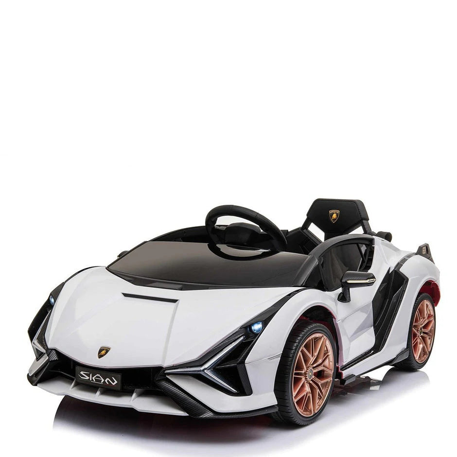 Lamborghini Sian 12V Ride-On Car for Kids - 1 Seater Electric Toy Vehicle in White - Perfect for Outdoor Play & Birthday Gifts