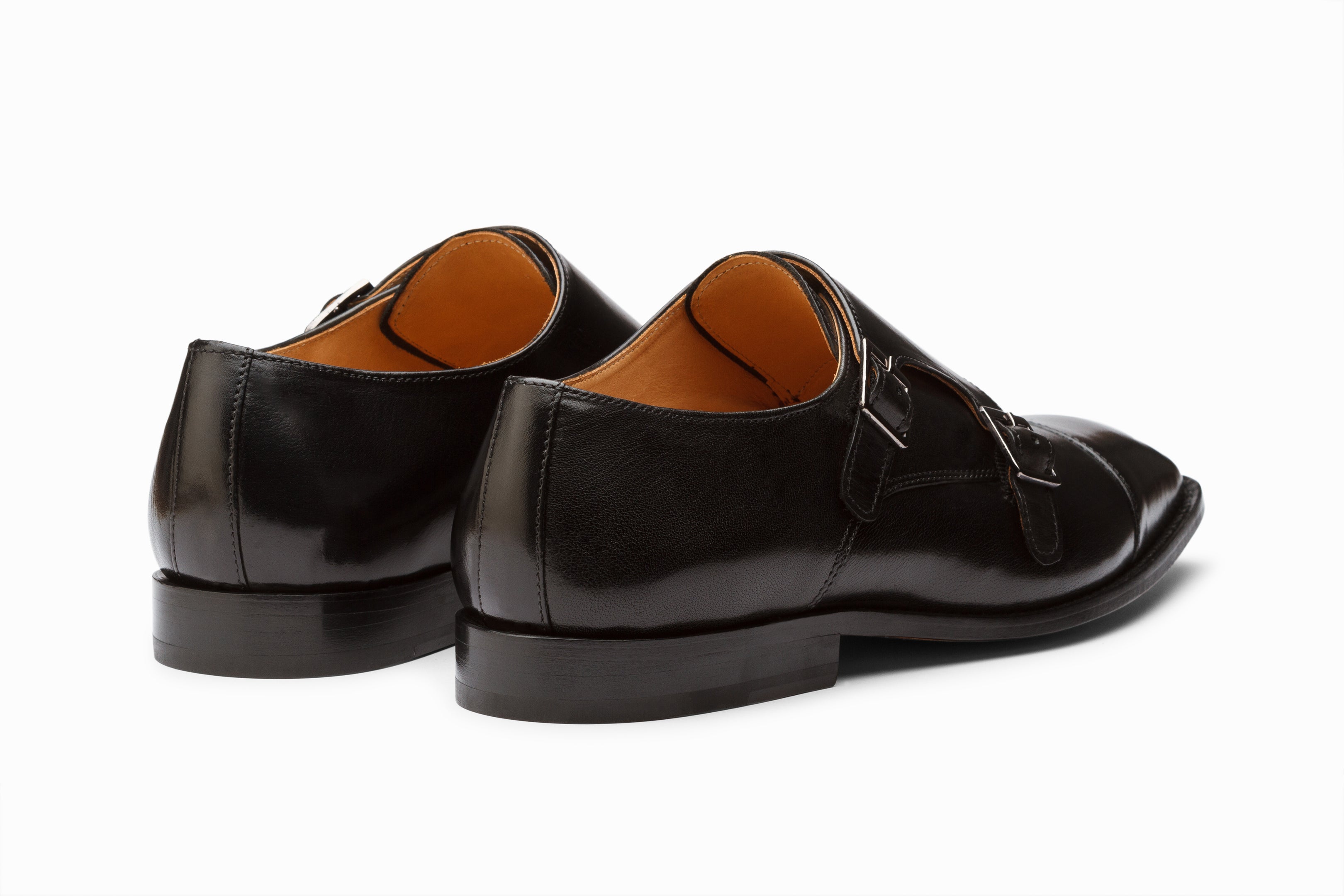 Premium Men's Double Monkstrap Dress Shoes - Classic Black Leather for Business & Formal Occasions