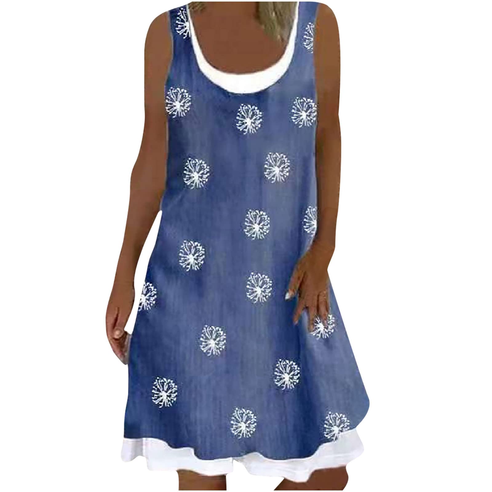 Plus Size Summer Dresses for Women - Casual Sleeveless Denim Mini Dress & Button Up T-Shirt Dress, Vintage Beach Sundress for Vacations, Pool Parties & Outdoor Adventures