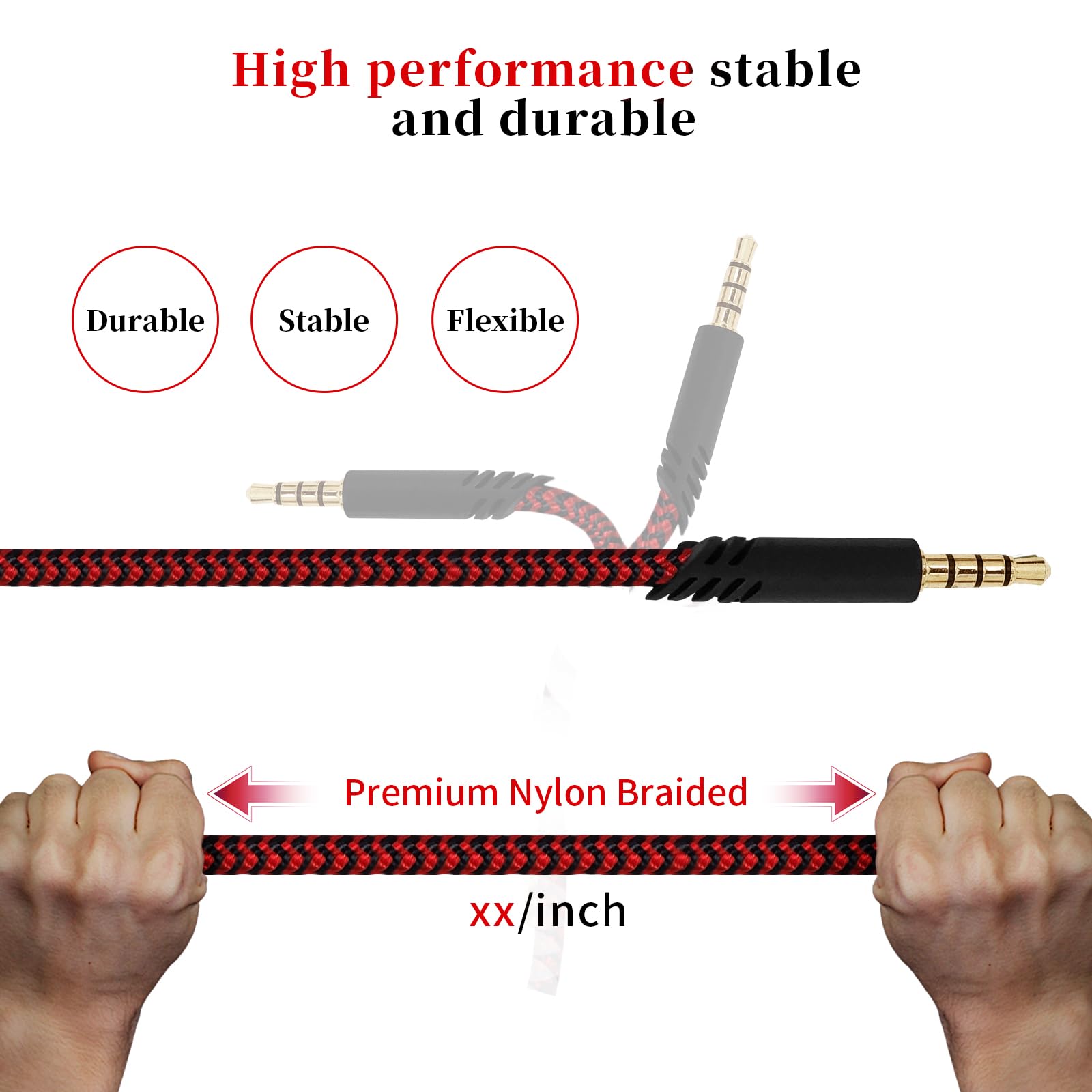 Premium Nylon Braided Replacement Audio Cable for Astro A40/A10/A40TR Gaming Headsets - Inline Mute Button, Compatible with PS5/PS4/Xbox Controllers (Red) - Durable Cord for Gaming, Streaming & Professional Audio Work