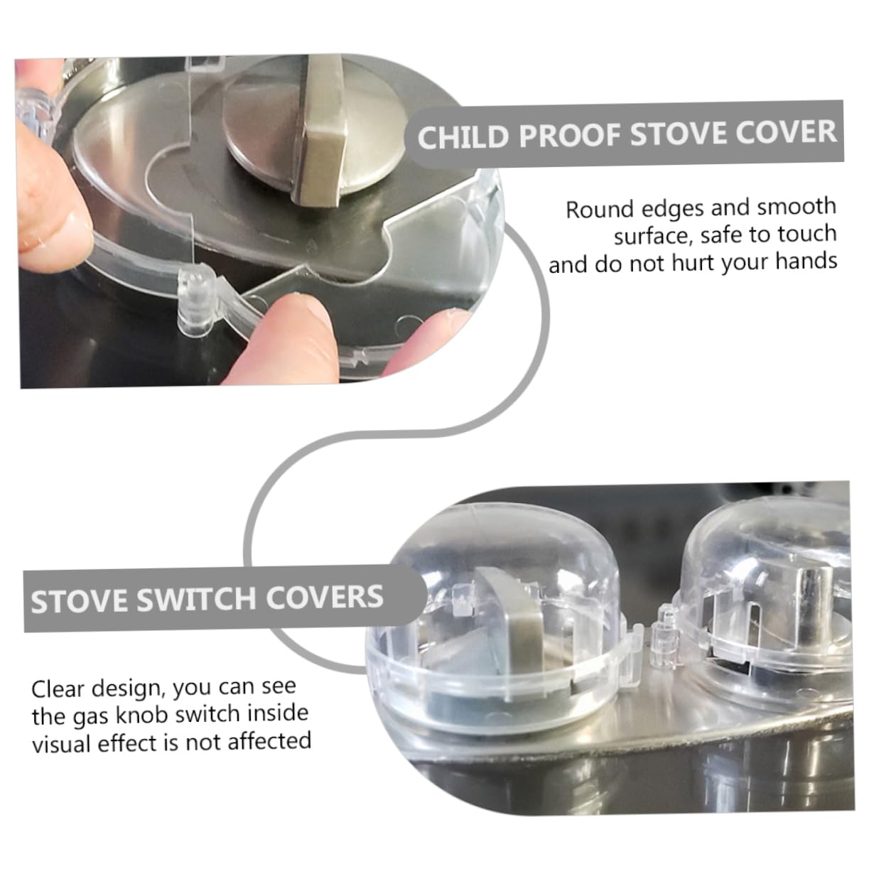 8-Piece Child Proof Stove Knob Covers - White Plastic Kitchen Safety Covers for Oven & Stove Switch Protection - Perfect for Baby Proofing & Pet Safety in Homes with Toddlers