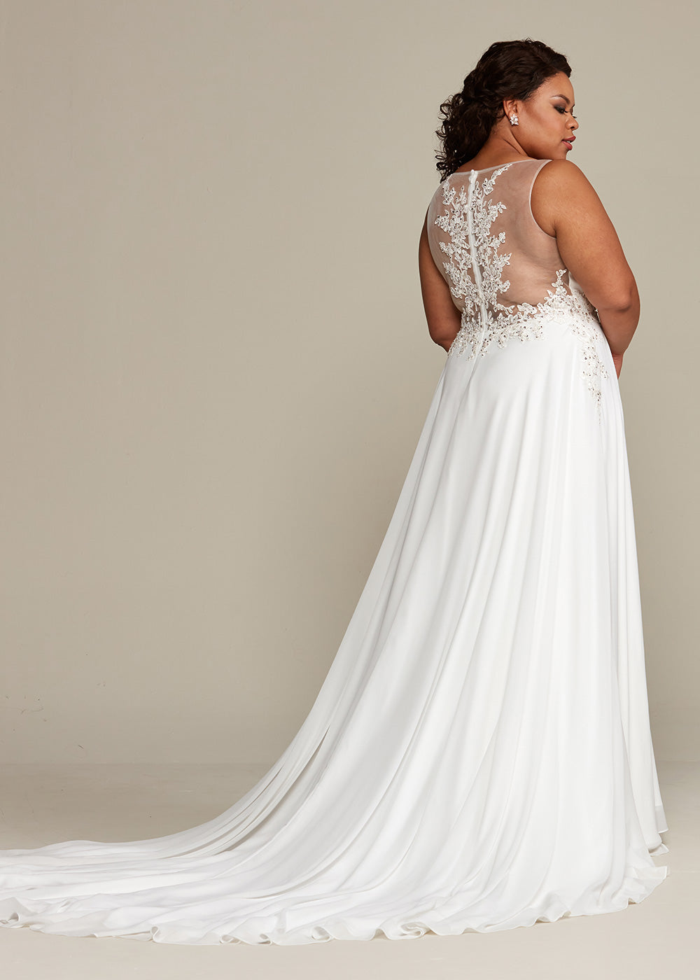 Elegant Mya 1 A-Line Wedding Dress with Plunging Neckline & Sequined Lace - Perfect for Bridal, Formal Events & Romantic Photoshoots