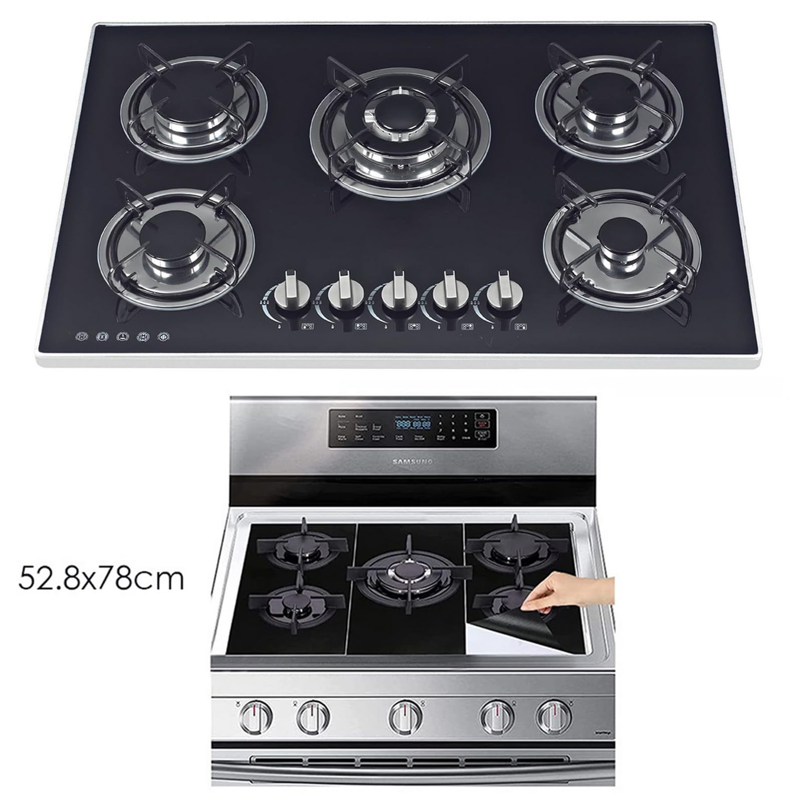 Universal 5-Hole Gas Stove Burner Covers - Reusable, Heat Resistant & Non-Stick Stove Top Protectors for Easy Cleaning | Perfect for Kitchen Cooking, Camping & RV Use
