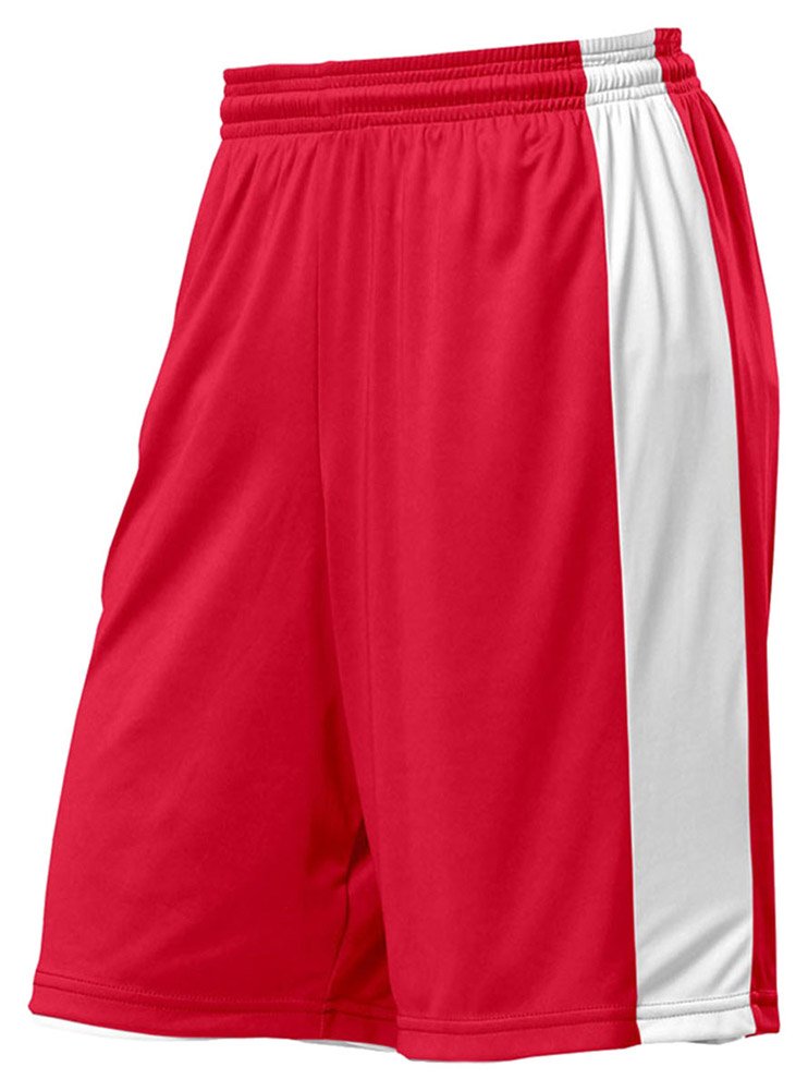 10 Inch A4 Adult Reversible Moisture-Wicking Athletic Shorts - Scarlet Red/White - Small Size for Men & Women | Perfect for Running, Gym Workouts & Outdoor Sports