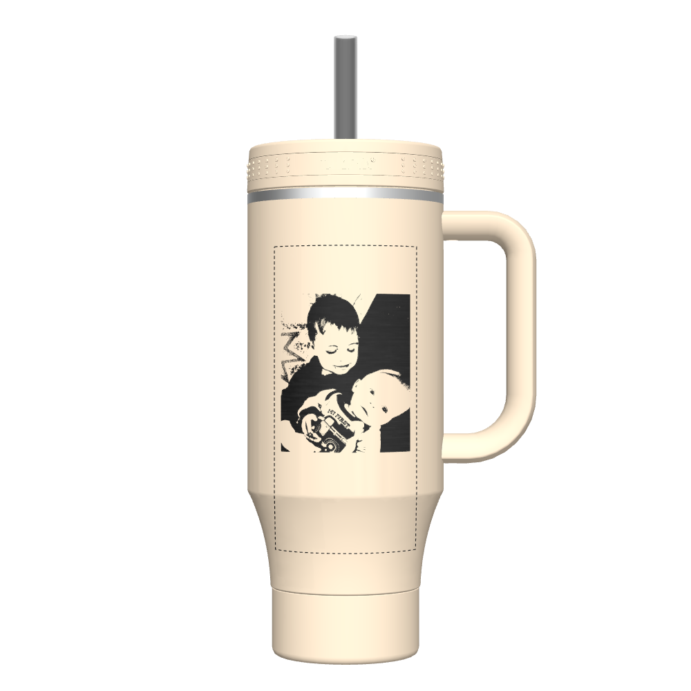 40oz Insulated Tumbler with Handle & Straw - Customizable Name/Logo - Perfect for Coffee, Iced Tea & Smoothies - Great Gift for Office, Gym & Outdoor Activities