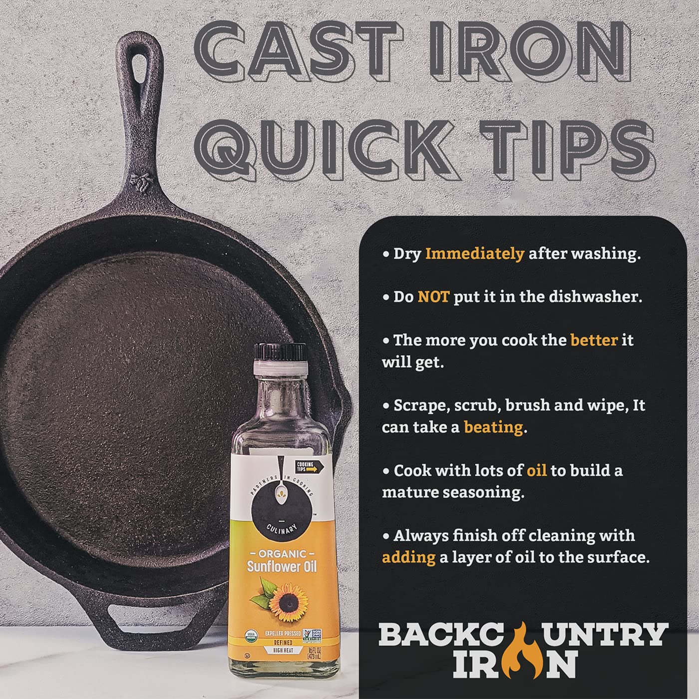 8 Inch Square Pre-Seasoned Cast Iron Grill Pan - Perfect for Camping, Backcountry Cooking & Outdoor BBQ - Heavy Duty Skillet for Steaks, Vegetables & More