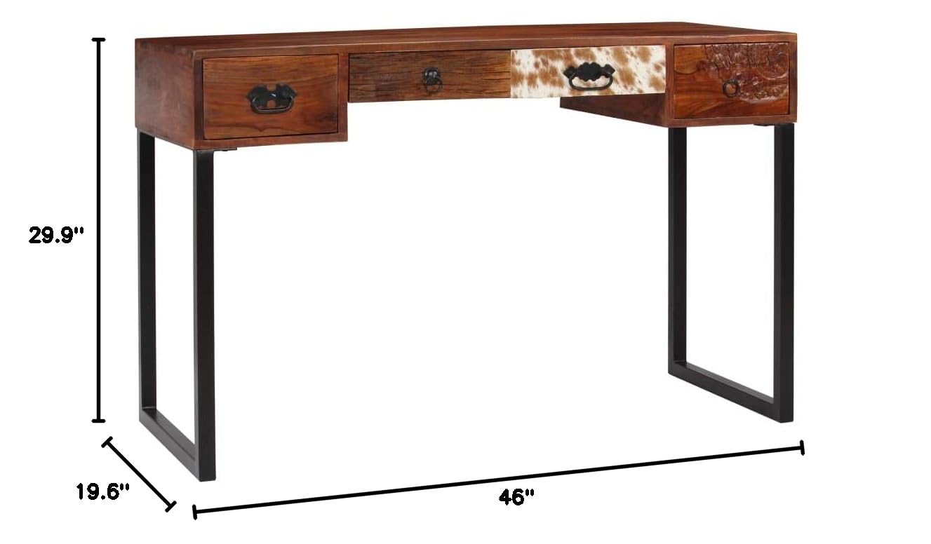 Premium Sheesham Wood & Genuine Leather Desk - 46