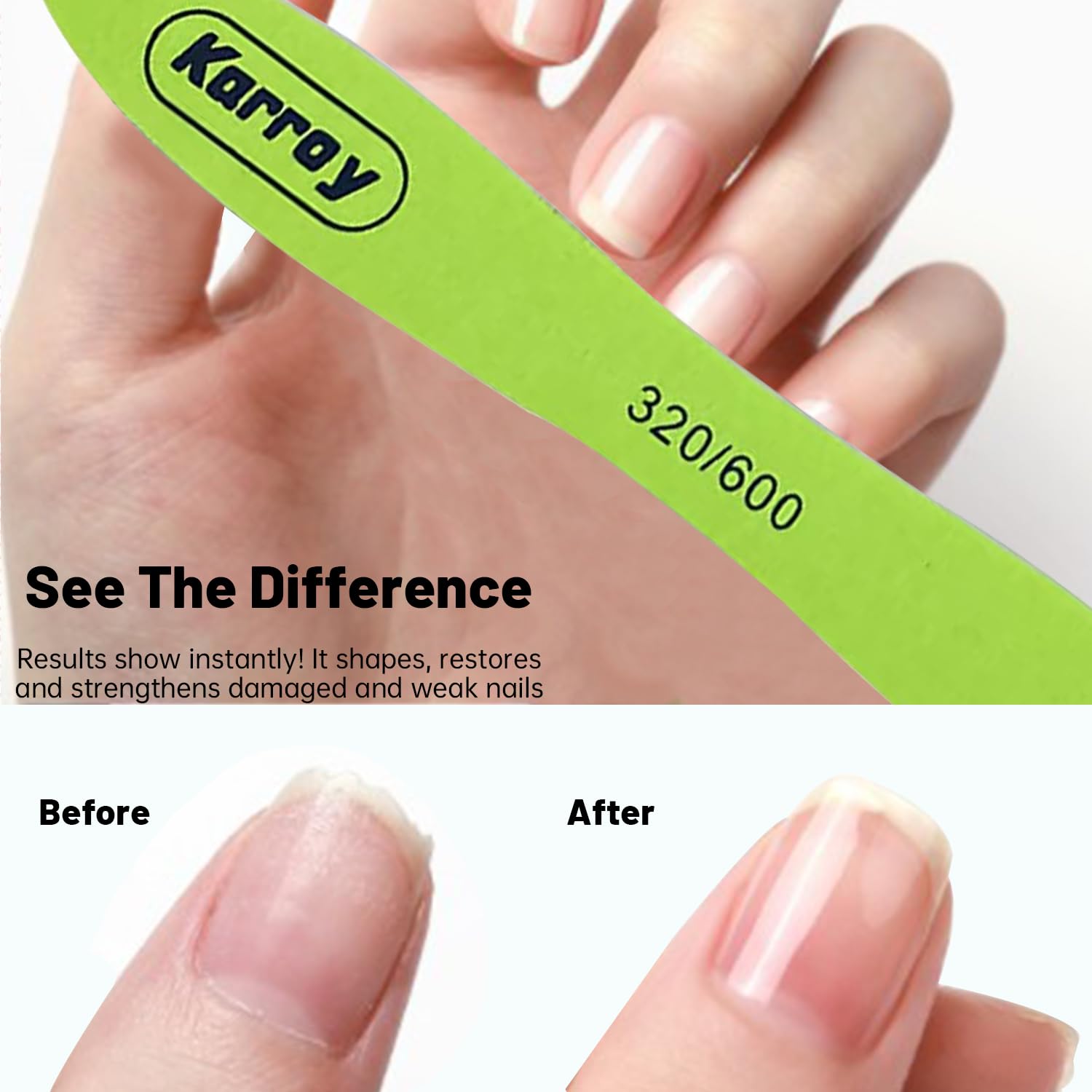 Professional Nail File and Buffer Set - 20pcs 320/600 Grit Nail Files for Natural & Gel Nails, Manicure & Pedicure Tools for Women - Perfect for Home Salon, Travel, and DIY Nail Care (C-Skateboard Design)
