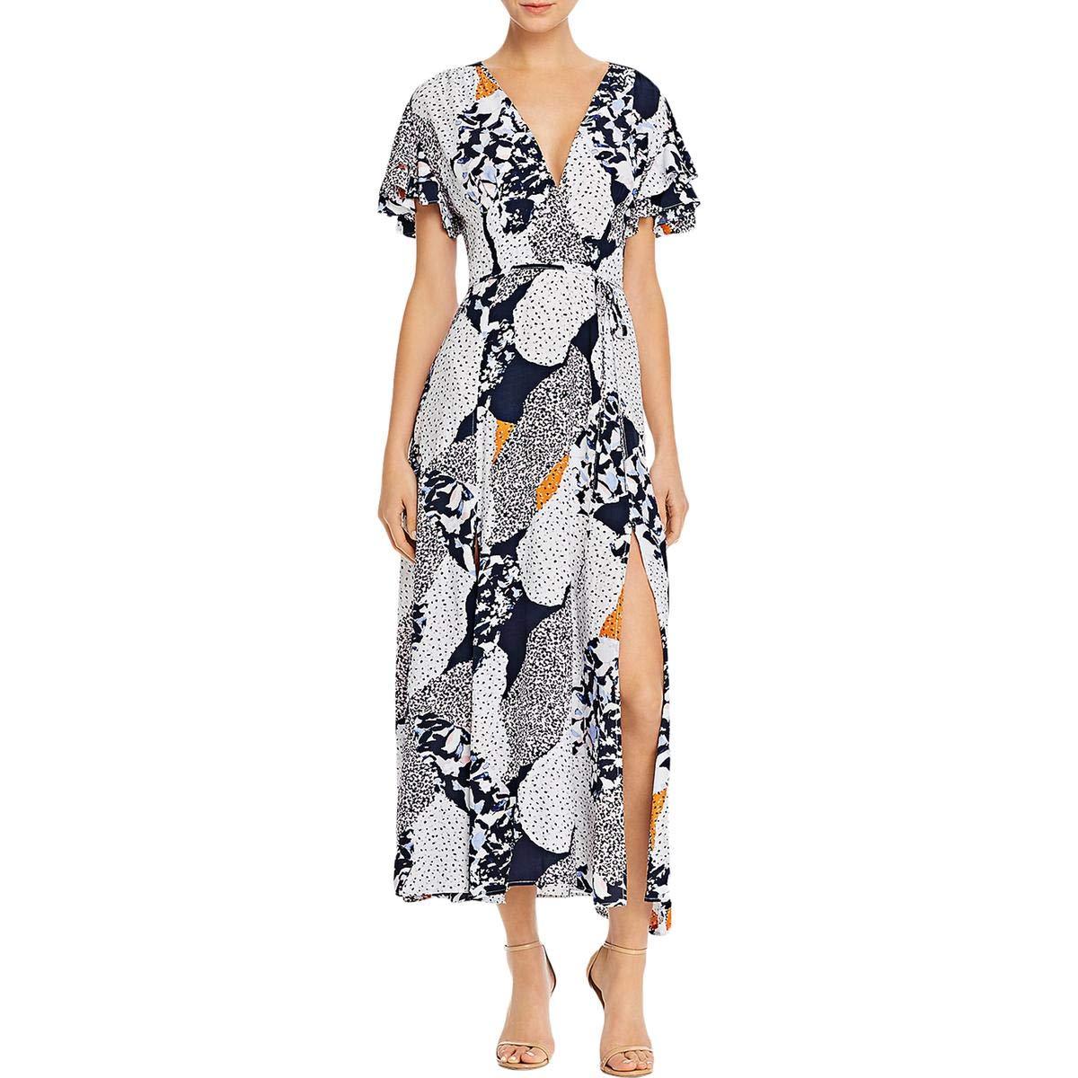 French Connection Women's Francis Drape Maxi Wrap Dress - Elegant Flowy Long Dress for Summer, Beach, Weddings & Special Occasions