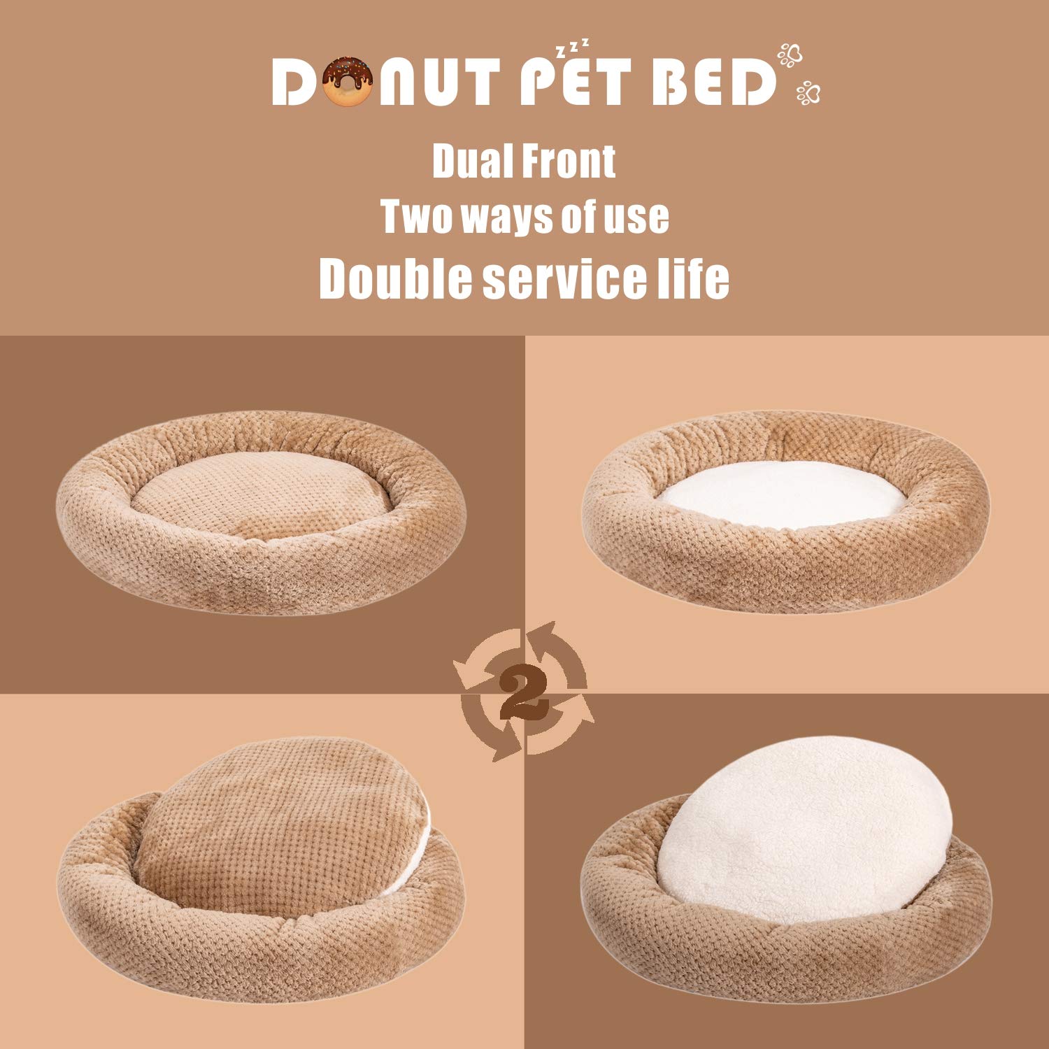 Premium WONDER MIRACLE Plush Pet Bed - Ultra Soft Dog & Cat Bed for Crates, Washable (24x24 Inch, Mocha Brown) - Perfect for Indoor Pets, Cozy Sleeping & Crate Training