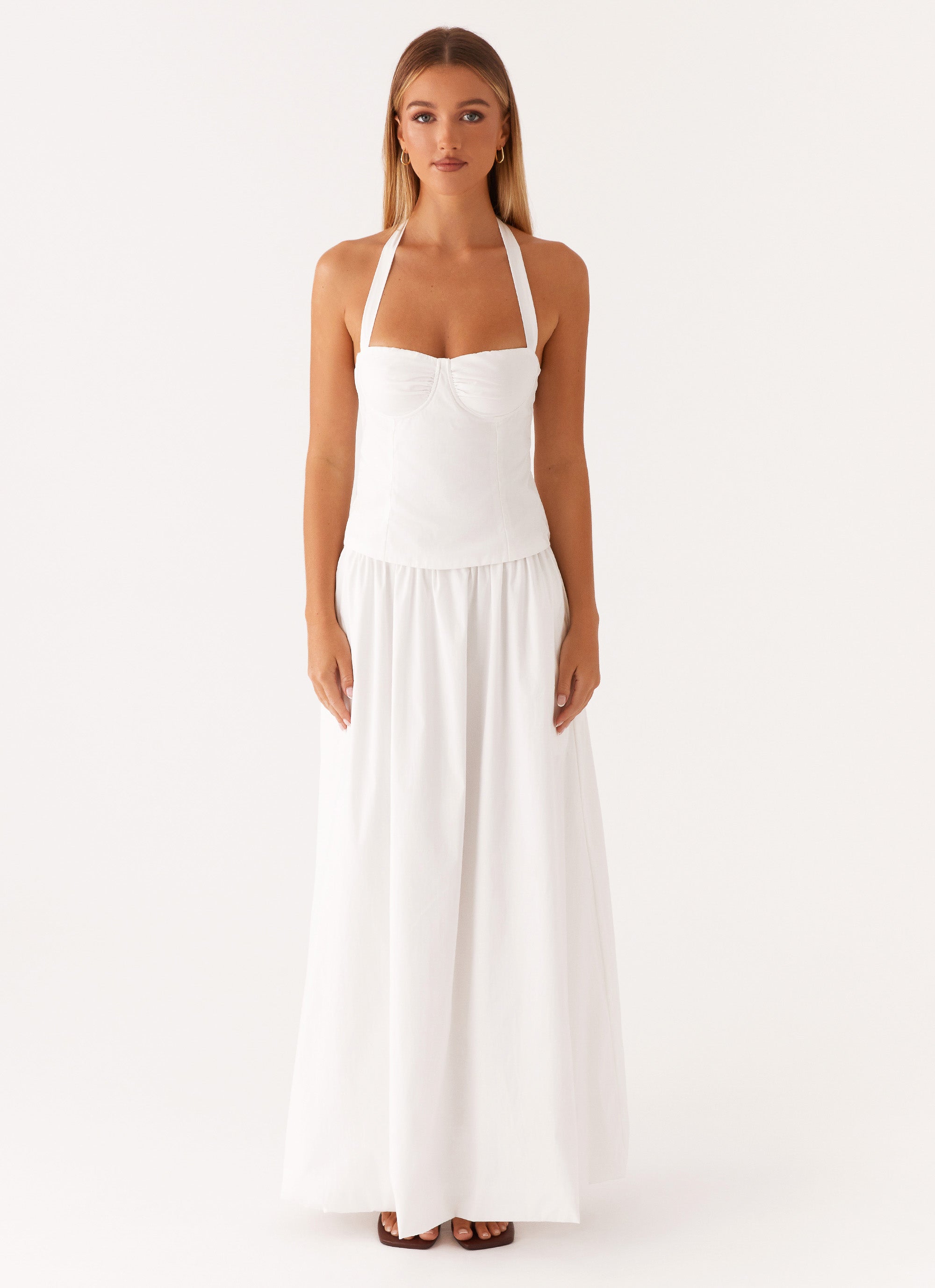 Cheryl Women's Bustier Halter Top - Sexy White Lace Corset for Night Out, Party, or Special Occasions