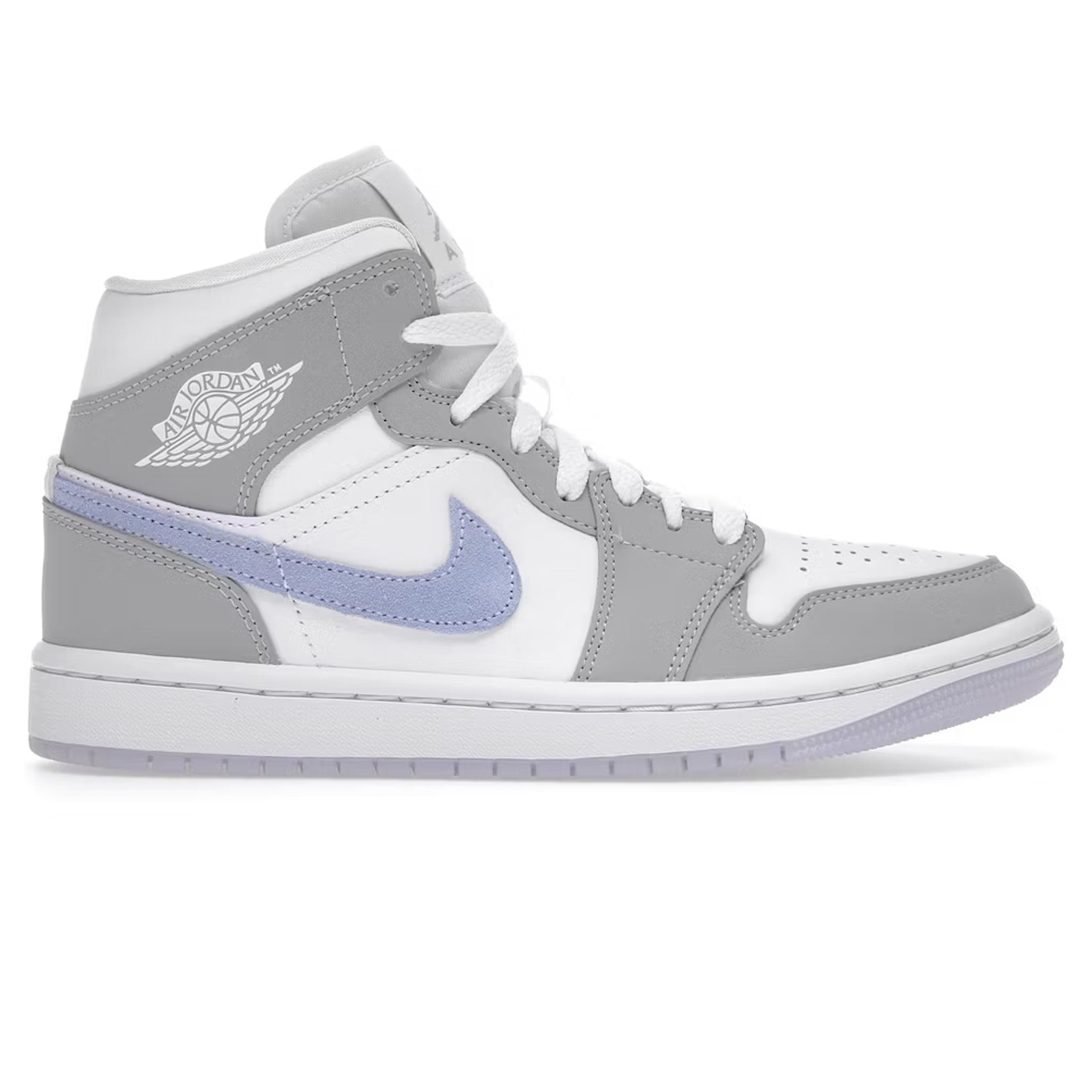Air Jordan 1 Mid Women's Sneakers - Wolf Grey & Blue Basketball Shoes for Casual Wear & Street Fashion
