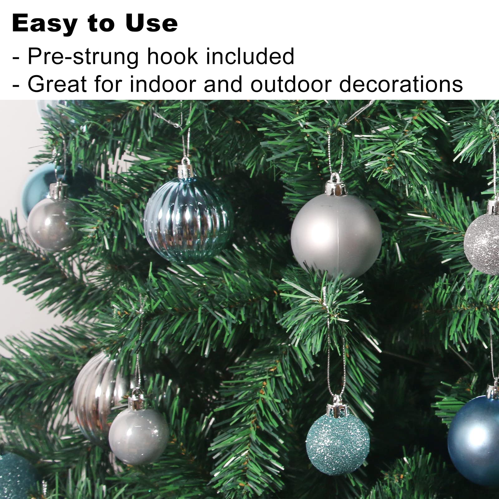 2.5 Inch Baby Blue & Silver Shatterproof Christmas Ornaments - Set of 36 Hanging Balls for Tree Decorations, Perfect for Christmas, Birthday, Halloween, Wedding & Holiday Parties - Durable Festive Decor for Home, Office and Event Decorating