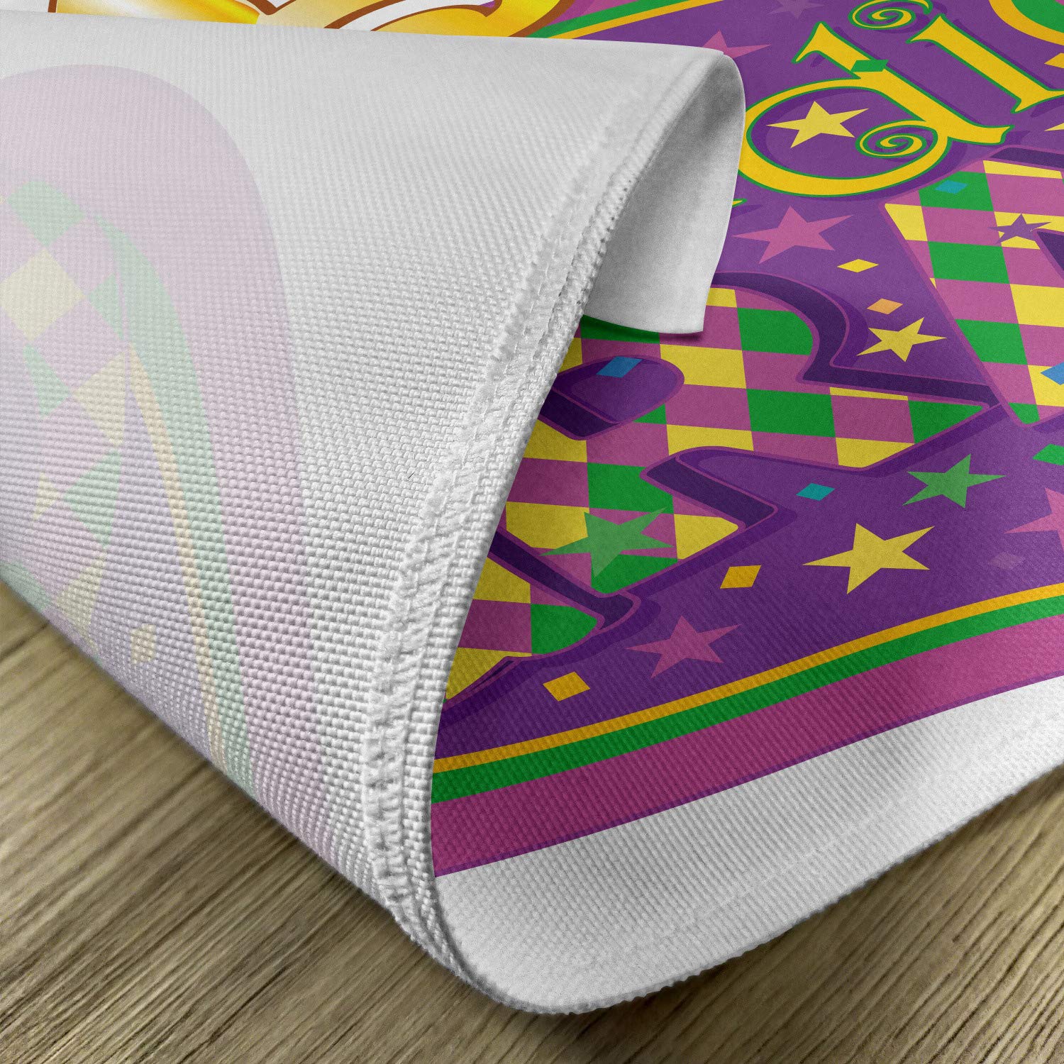 Ambesonne Mardi Gras Place Mats Set of 4 - Washable Fabric Table Mats with Blazon Design, Fleur de Lis & Festive Inscriptions for Dining Room & Kitchen Decor (Purple, Yellow, Green) - Perfect for Mardi Gras Parties, Holiday Gatherings & Themed Dinner Decorations