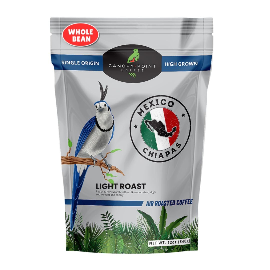Canopy Point Coffee - Chiapas Mexico Light Roast Whole Bean Coffee - 5lb Bag | Premium Arabica Single Origin | Small Batch Air Roasted | Bold & Smooth Flavor | Perfect for Home Brewing, Office Use & Gifts