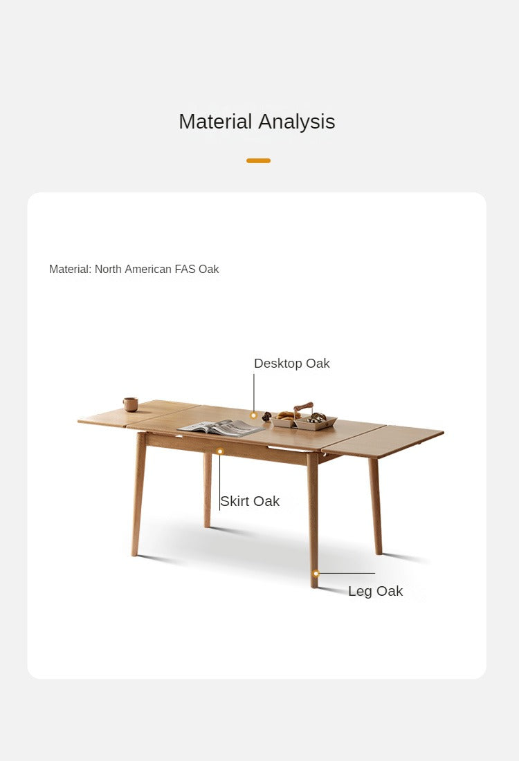 Solid Oak Wood Extendable Dining Table - Expandable Large Tabletop for Family Gatherings & Dinner Parties | Perfect for Small Spaces & Entertaining Guests