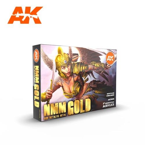 AK Interactive 11606 Non Metallic Metal NMM Gold Set - 3rd Generation Acrylic Paint Kit for Miniature Painting & Model Kits | Perfect for Warhammer, D&D, and Scale Models