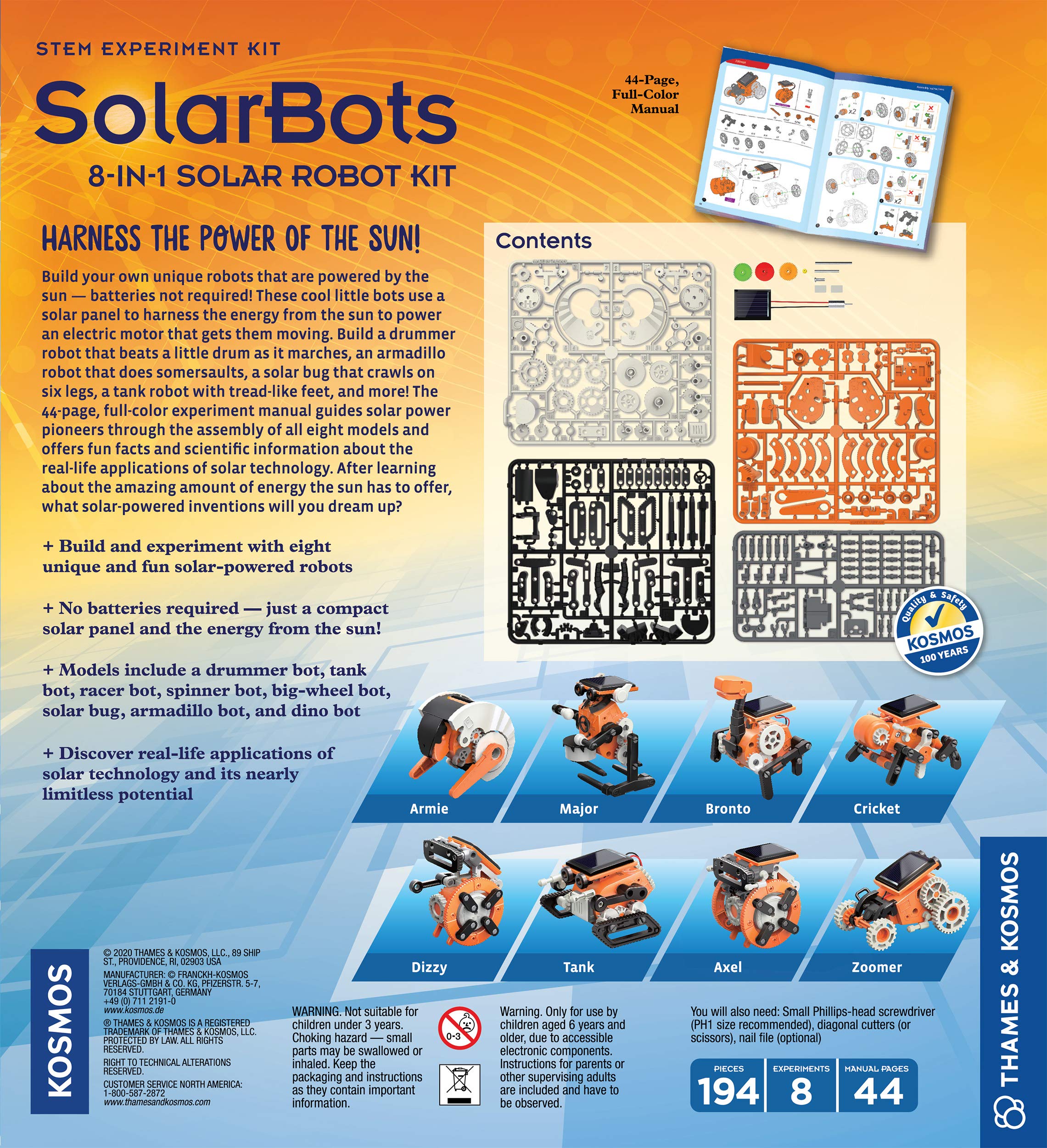 Thames & Kosmos SolarBots: 8-in-1 Solar Robot STEM Experiment Kit | Build 8 Solar-Powered Robots | Educational STEM Toy for Kids | Learn Solar Energy Science | Perfect for Classroom & Home Science Projects