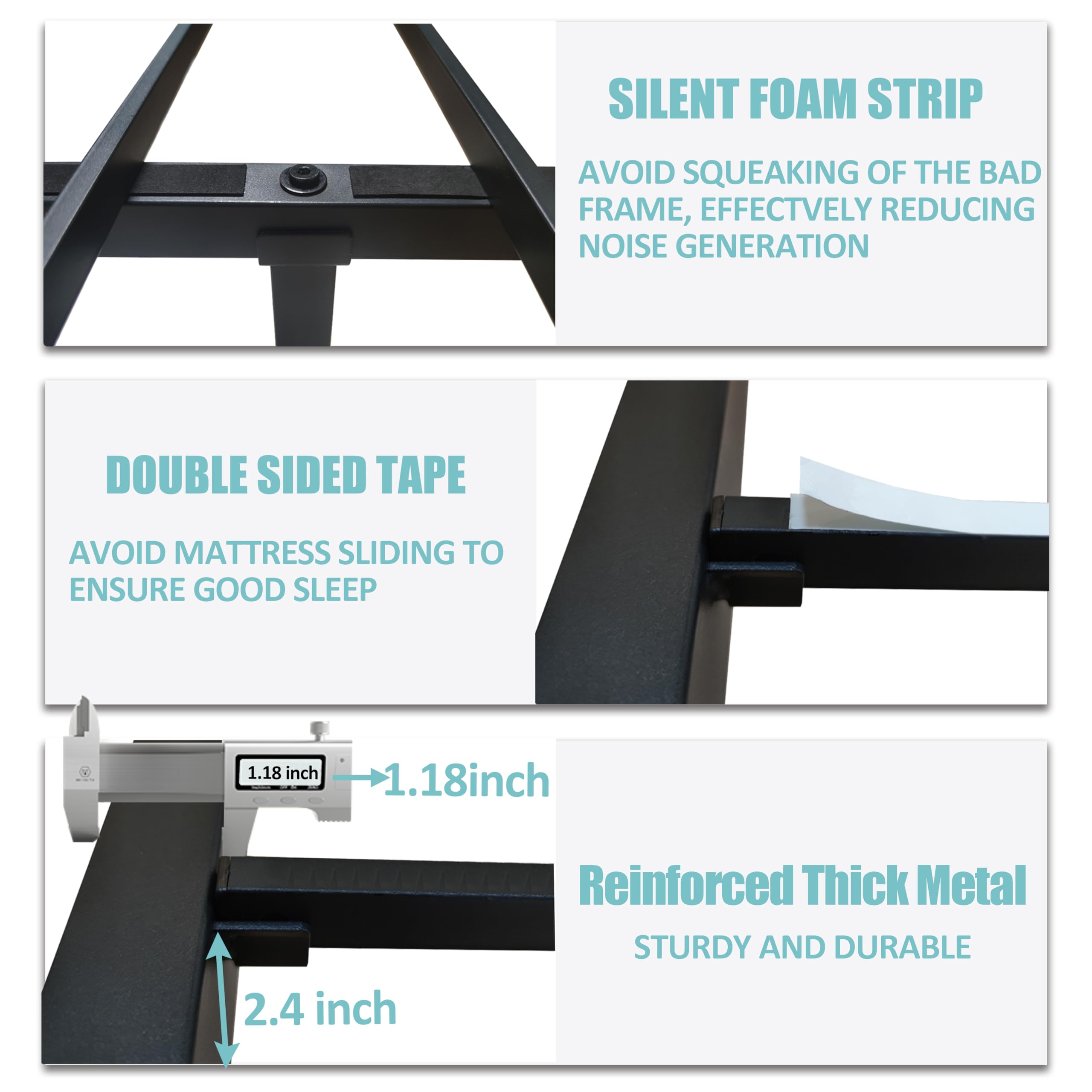Sturdy 14 Inch Twin Metal Bed Frame with Round Corner Edge Legs - Heavy Duty 3500 lbs Capacity, No Box Spring Needed, Noise Free & Non-Slip Design with Steel Slat Support - Perfect for Kids Rooms, Guest Beds & Small Spaces